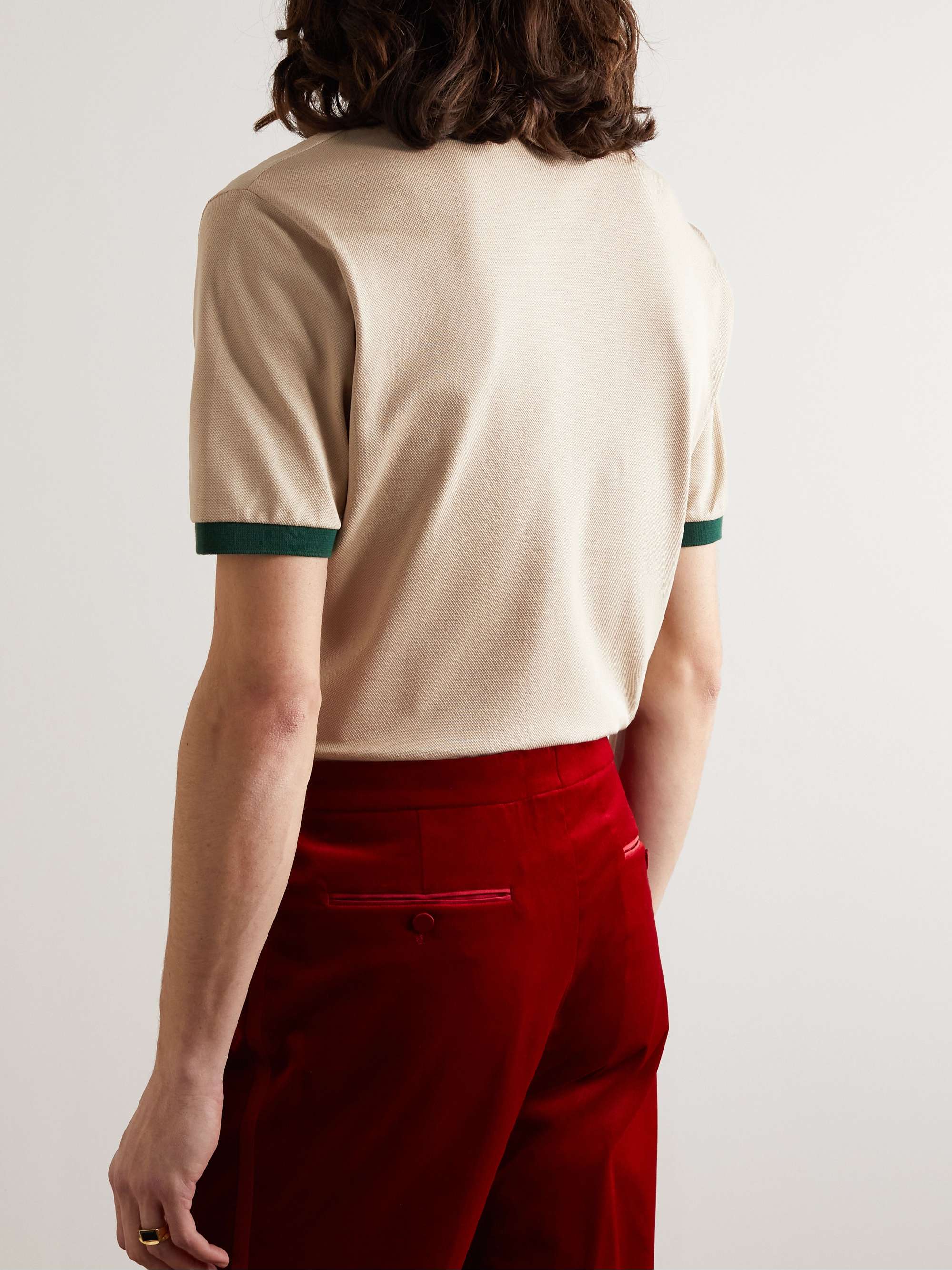 GUCCI Logo-Embroidered Stretch-Cotton Piqué Polo Shirt