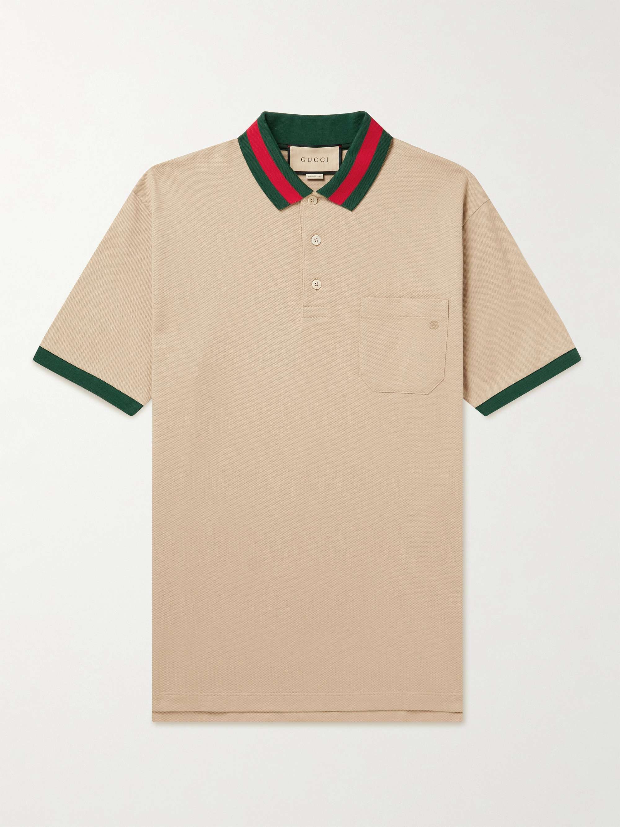 GUCCI Logo-Embroidered Stretch-Cotton Piqué Polo Shirt