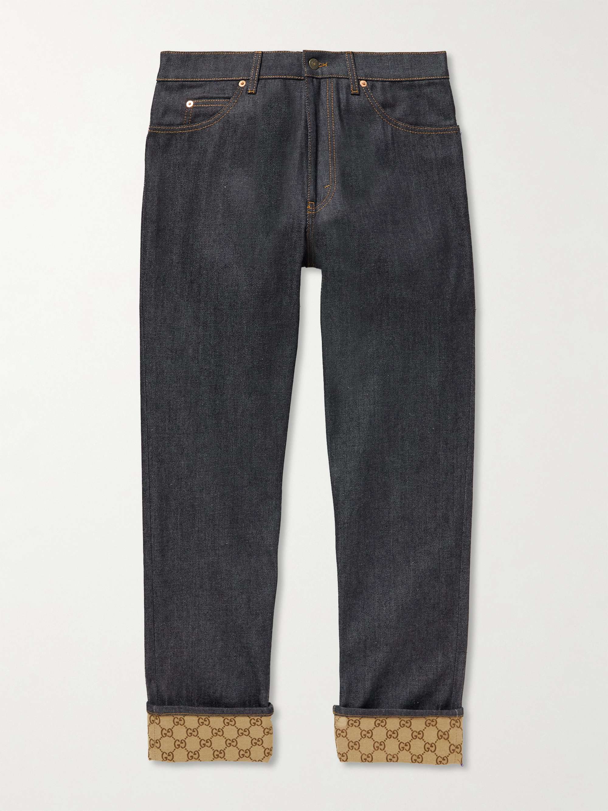 GUCCI Straight-Leg Logo-Jacquard Jeans