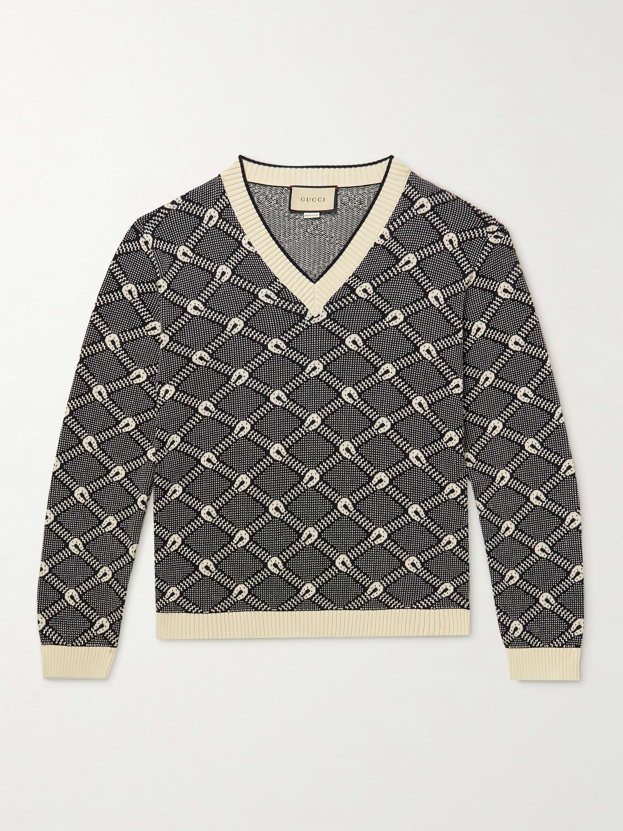 GUCCI Slim-Fit Jacquard-Knit Cotton and Cashmere-Blend Sweater