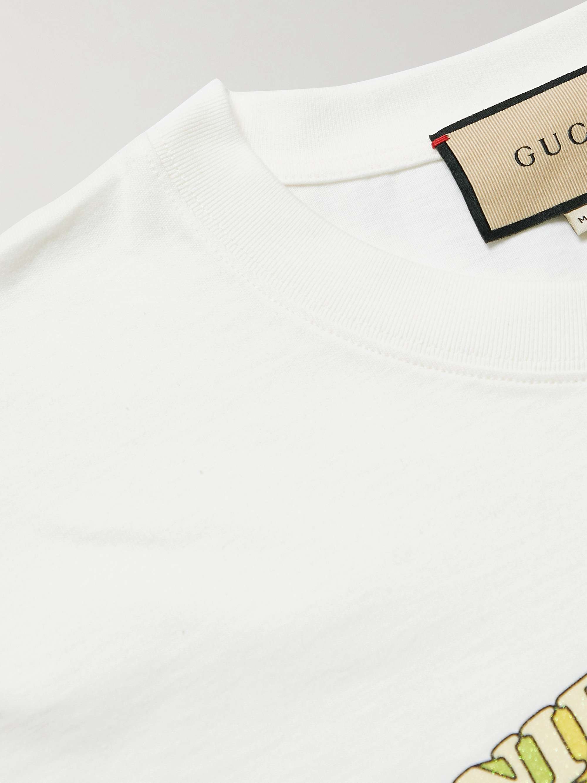 GUCCI Glittered Logo-Print Cotton-Jersey T-Shirt