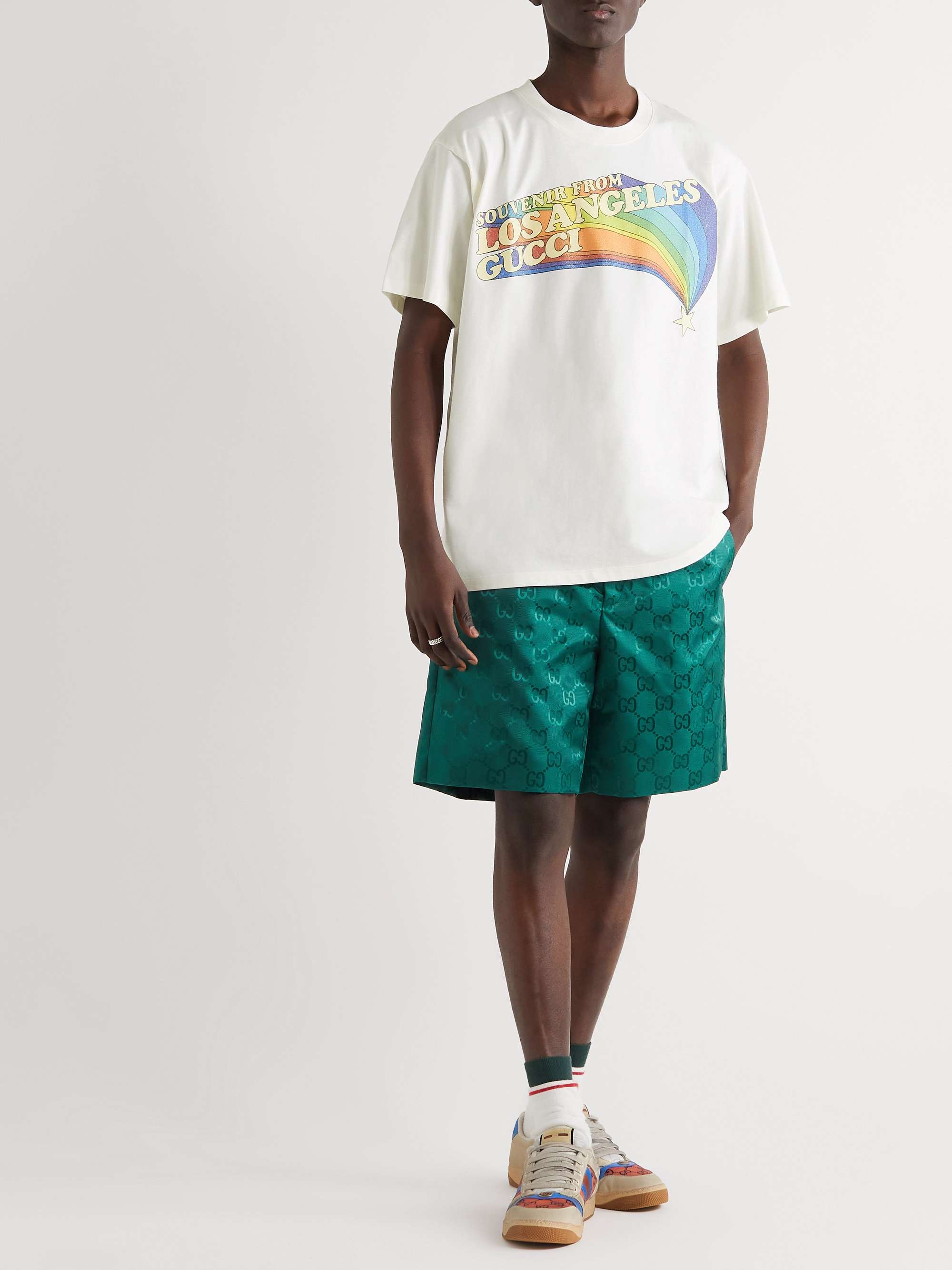 GUCCI Glittered Logo-Print Cotton-Jersey T-Shirt