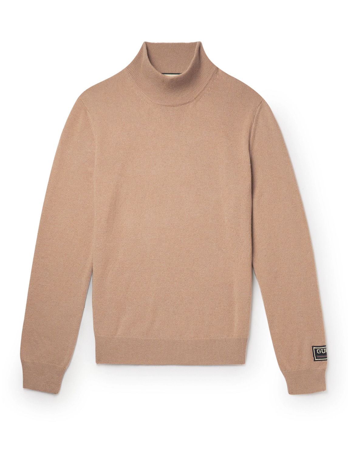 Gucci Logo-intarsia Cashmere And Wool-blend Rollneck Sweater In Brown