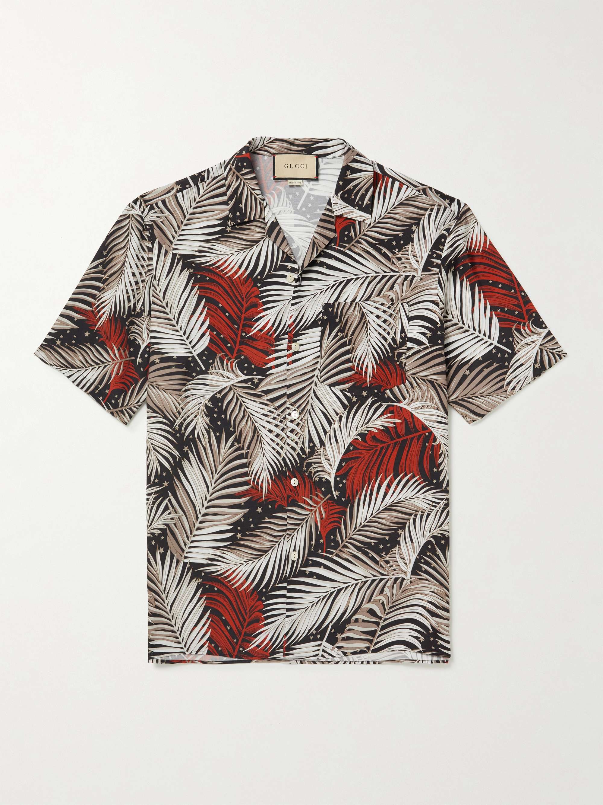 GUCCI Camp-Collar Printed Cotton Shirt