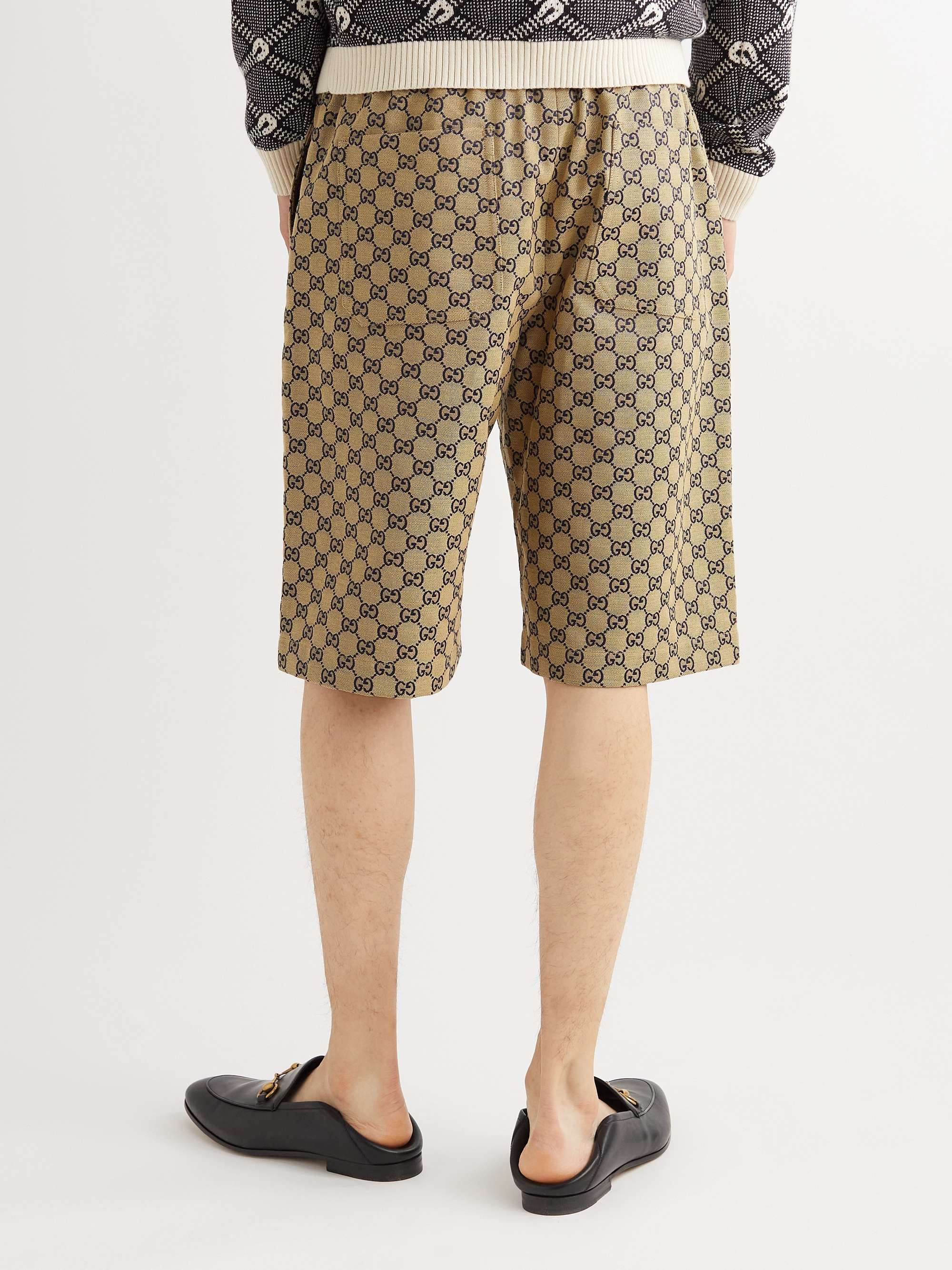 GUCCI Wide-Leg Logo-Jacquard Cotton-Blend Drawstring Shorts