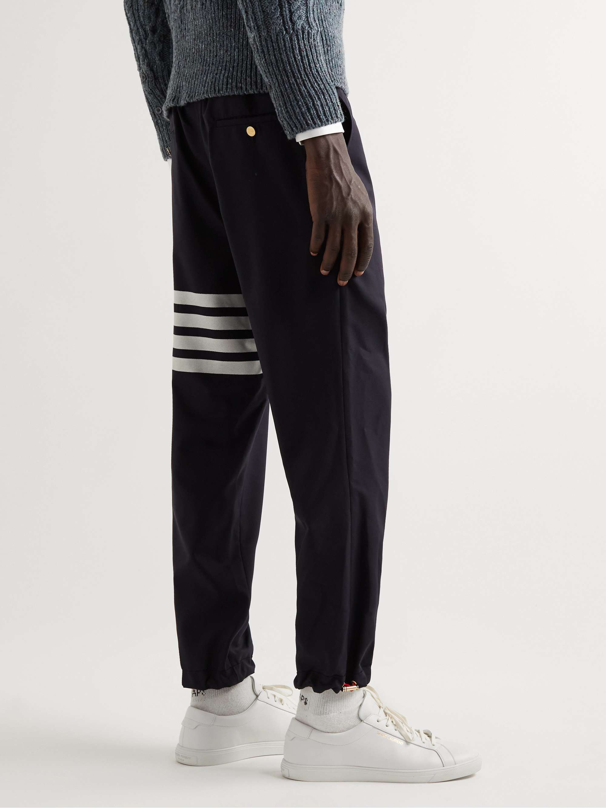 THOM BROWNE Tapered Striped Wool Trousers