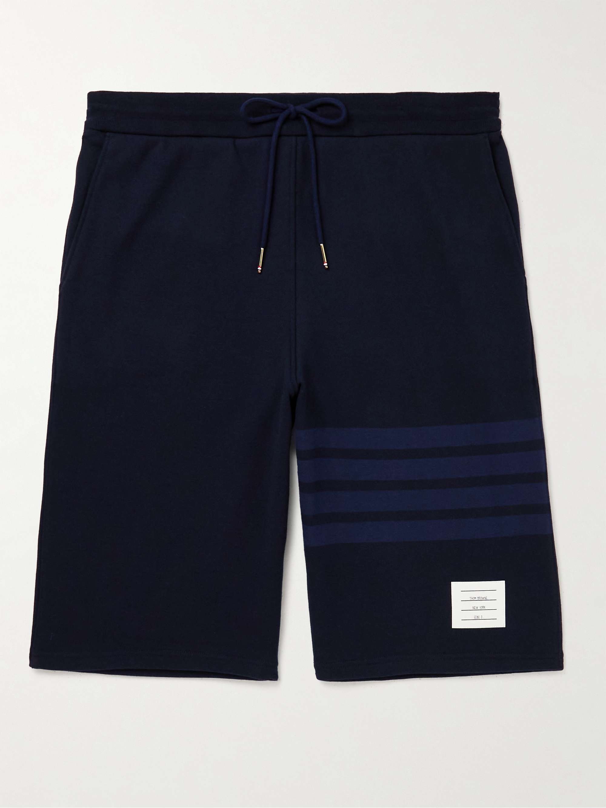 THOM BROWNE Straight-Leg Striped Cotton-Jersey Drawstring Shorts