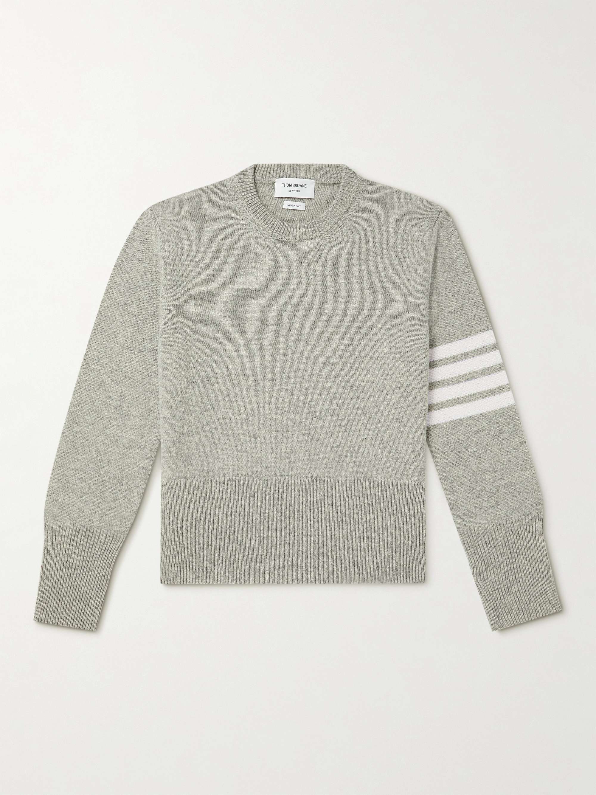 THOM BROWNE Slim-Fit Striped Mélange Wool Sweater