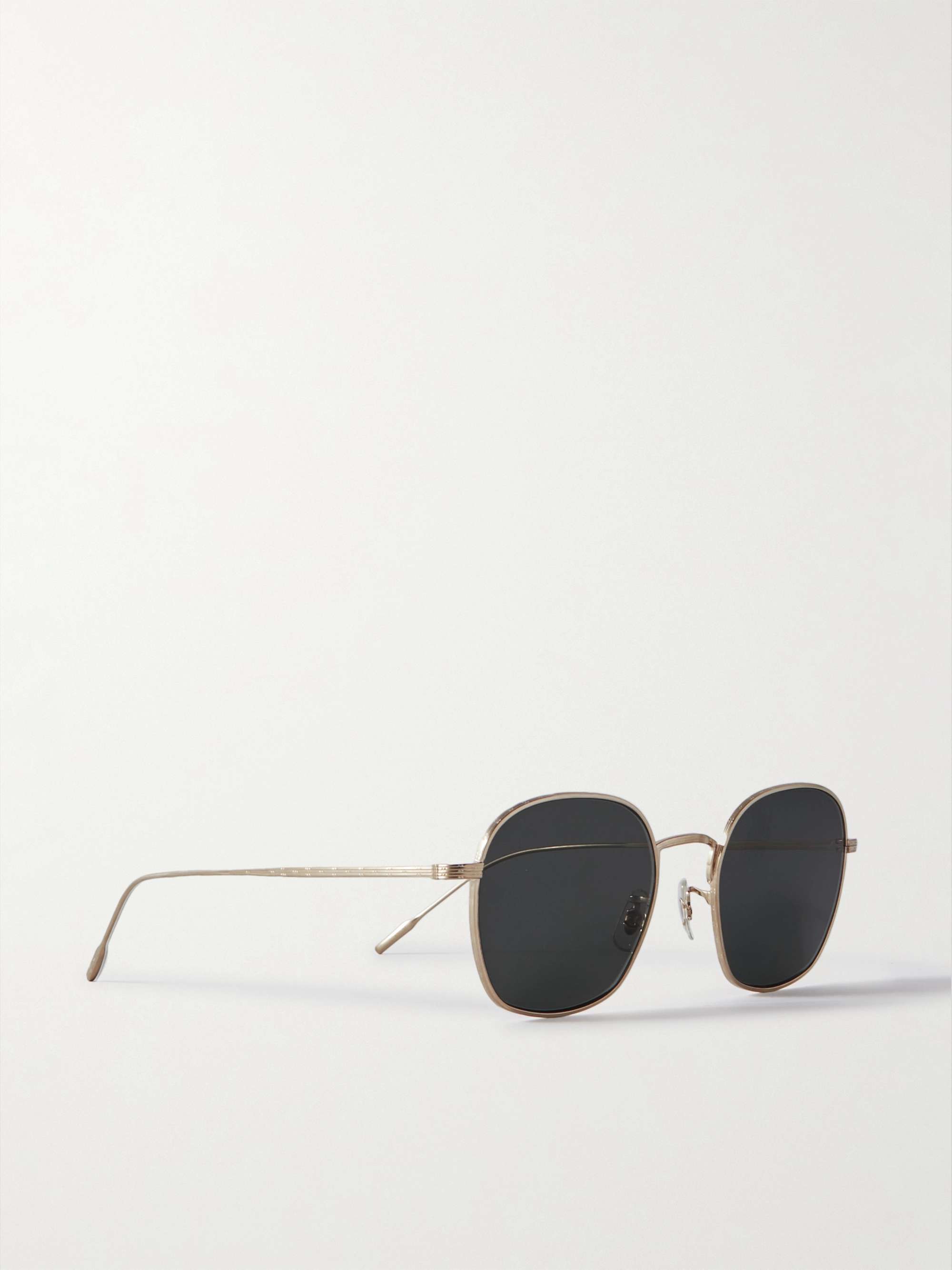 OLIVER PEOPLES Adés Round-Frame Gold-Tone Polarised Sunglasses