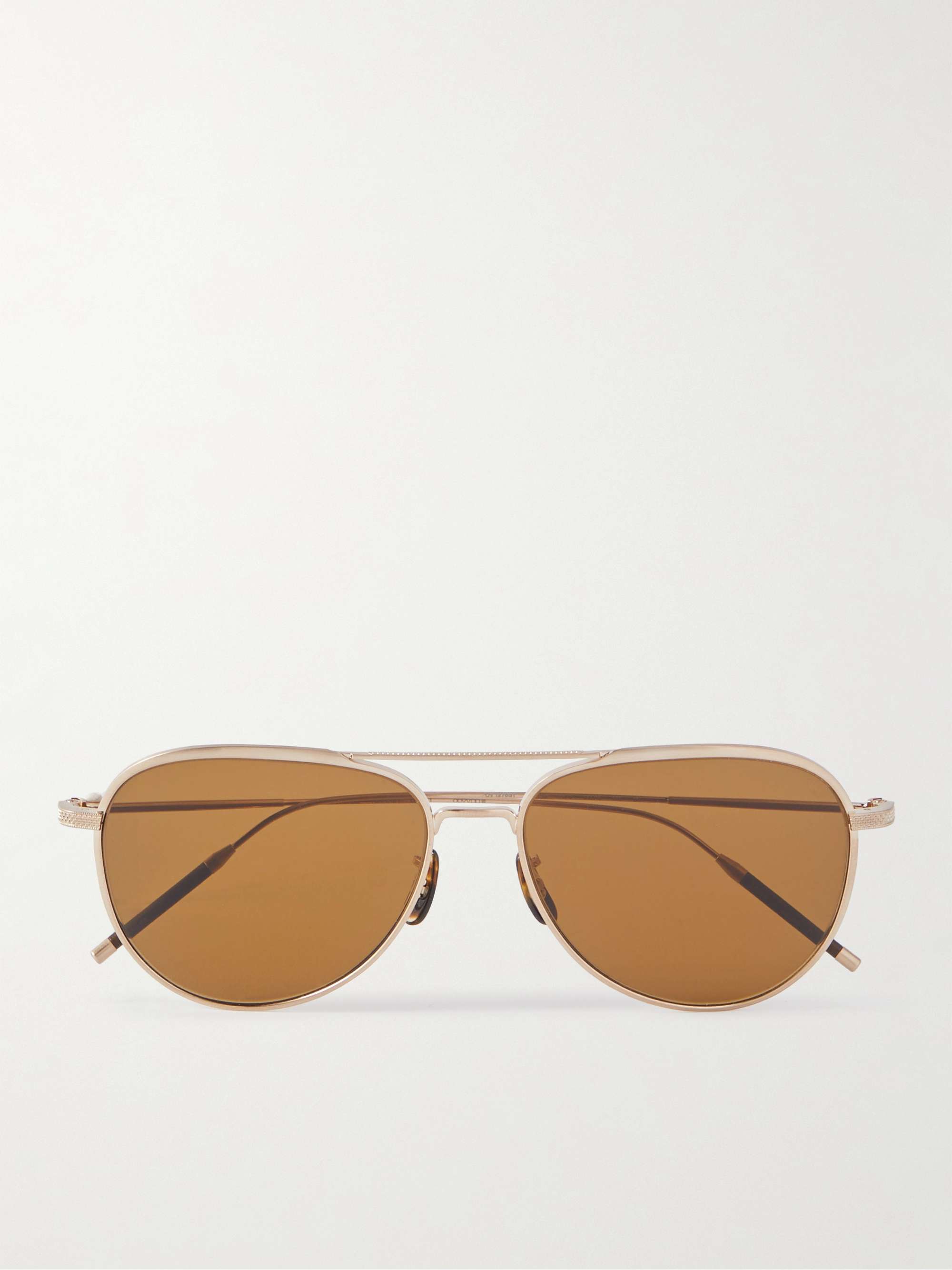 OLIVER PEOPLES Takumi 3 Aviator-Style Gold-Tone Sunglasses
