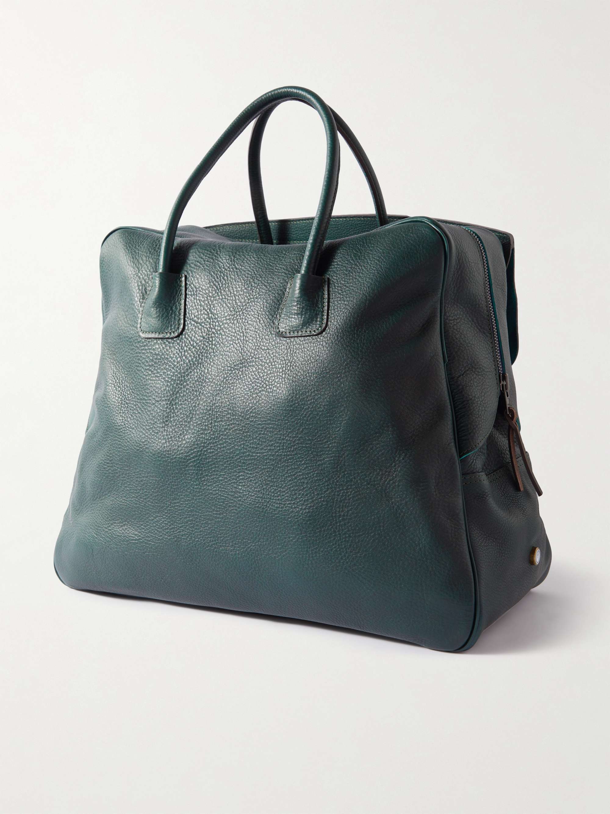 Bleu De Chauffe Zoom Full-grain Leather Weekend Bag in Green for Men Mens Bags Duffel bags and weekend bags 