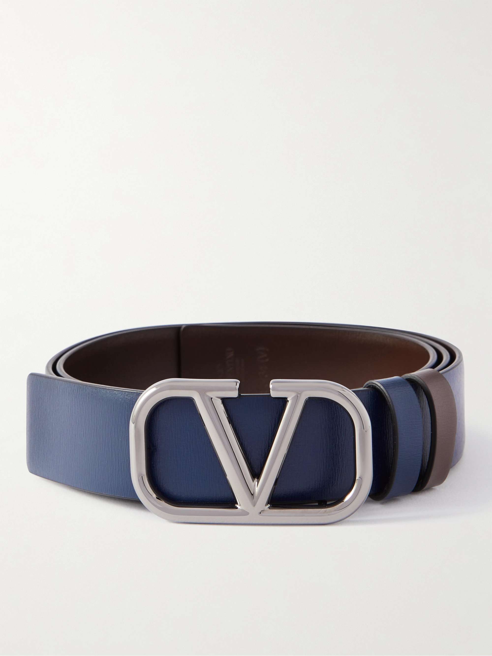 발렌티노 벨트 Valentino Garavani 3cm Reversible Leather Belt,Navy