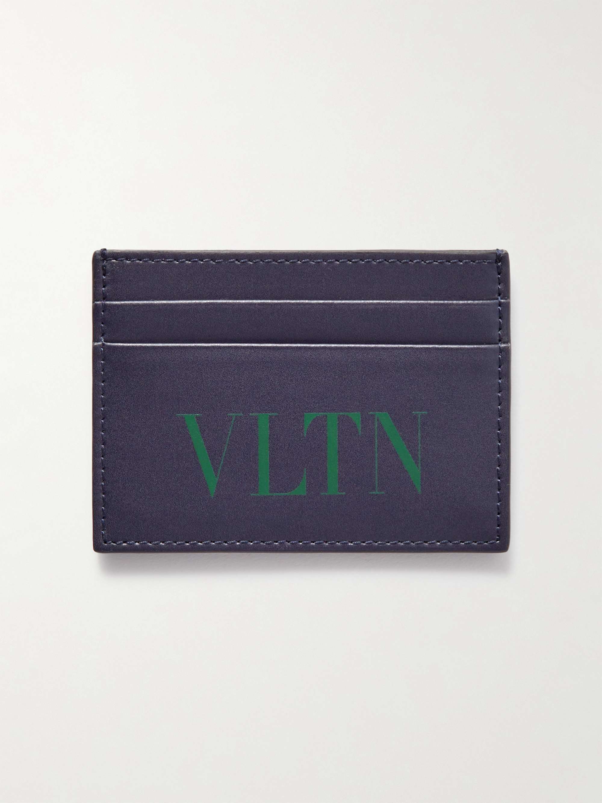 발렌티노 로고 카드 지갑 Valentino Garavani Logo-Print Leather Cardholder,Navy