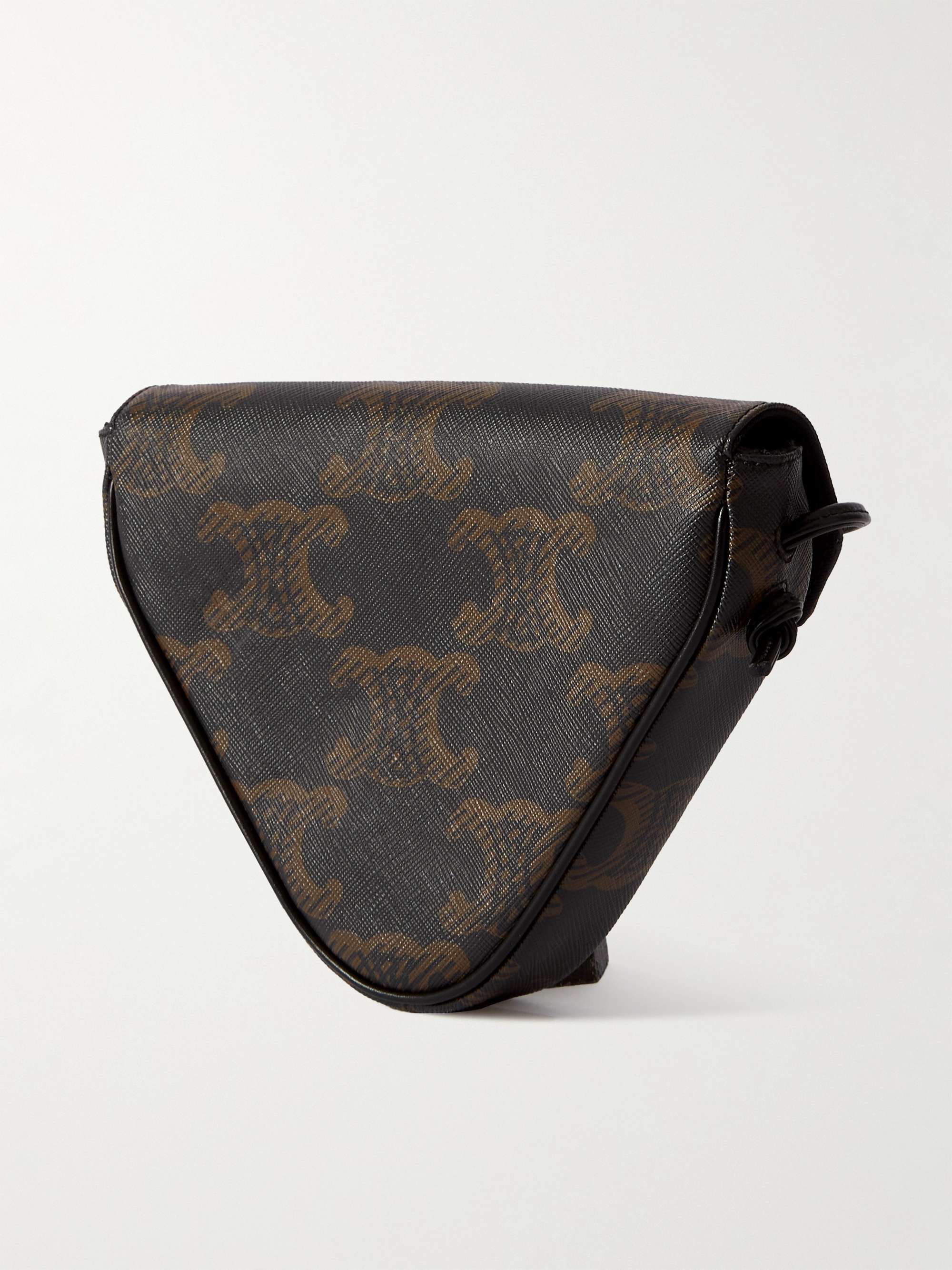 CELINE HOMME Triangle Triomphe Leather-Trimmed Logo-Print Coated-Canvas Messenger Bag