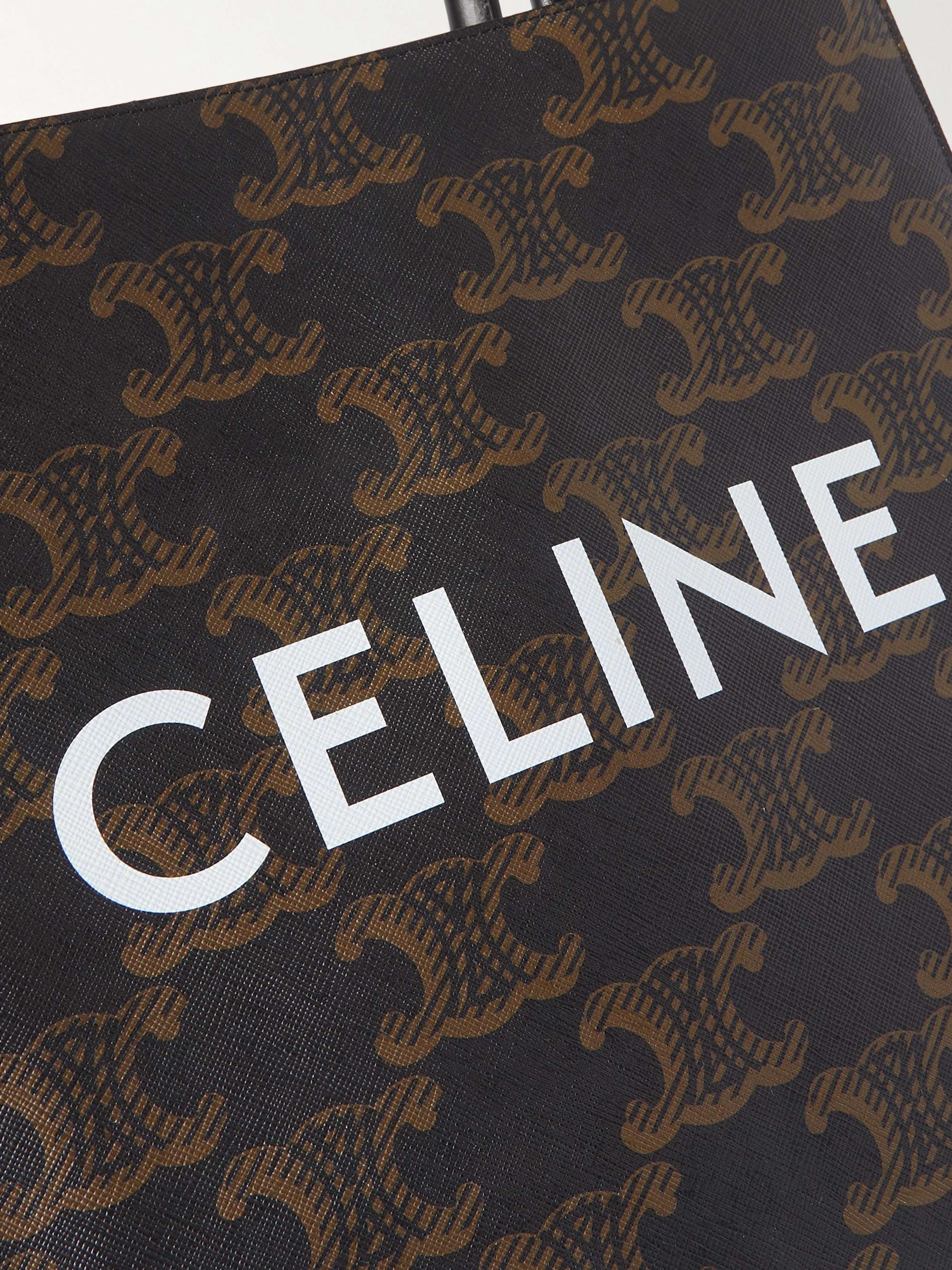 CELINE HOMME Cabas Triomphe Leather-Trimmed Logo-Print Coated-Canvas Tote Bag