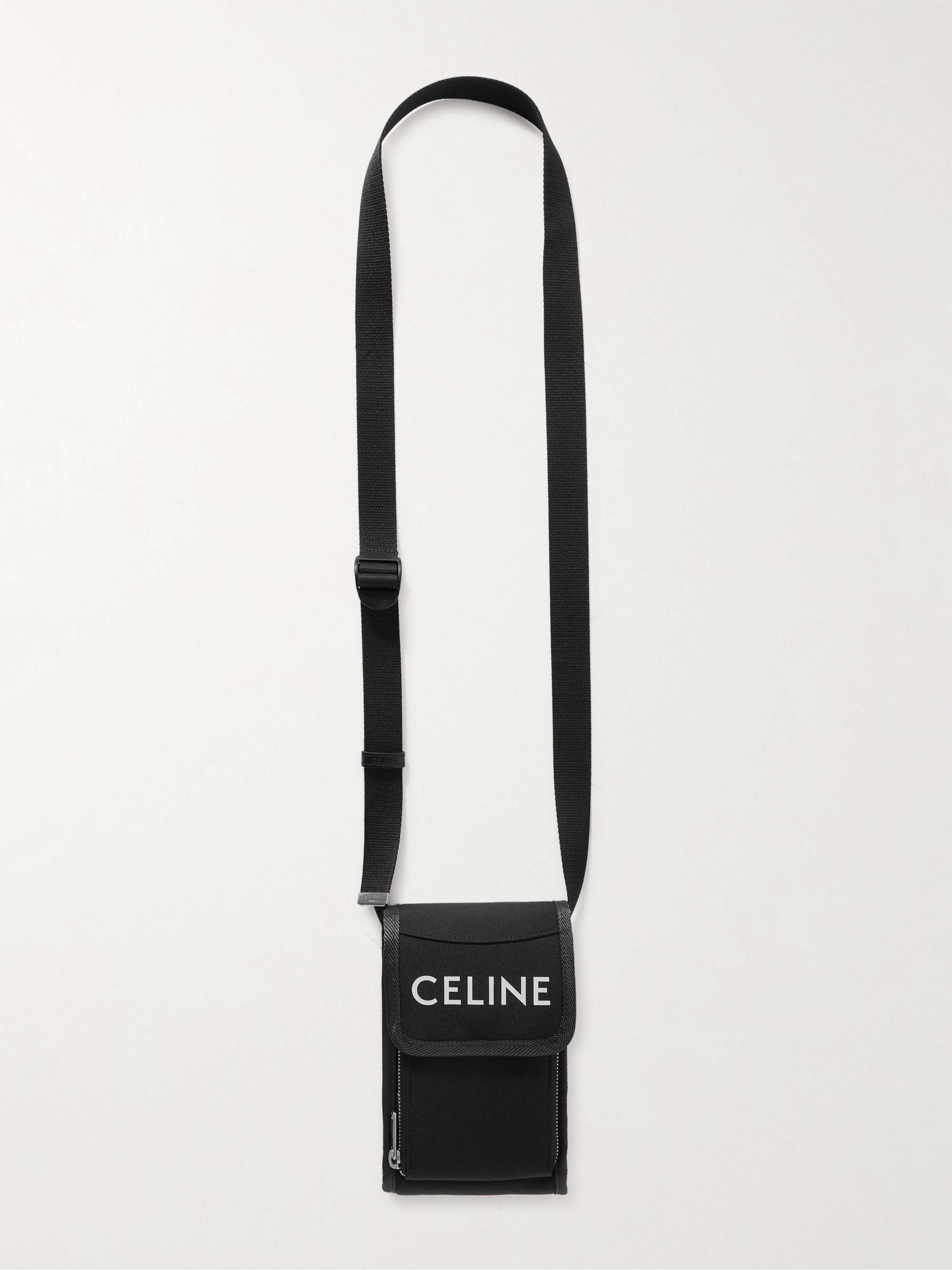 CELINE HOMME Logo-Print Canvas Phone Pouch