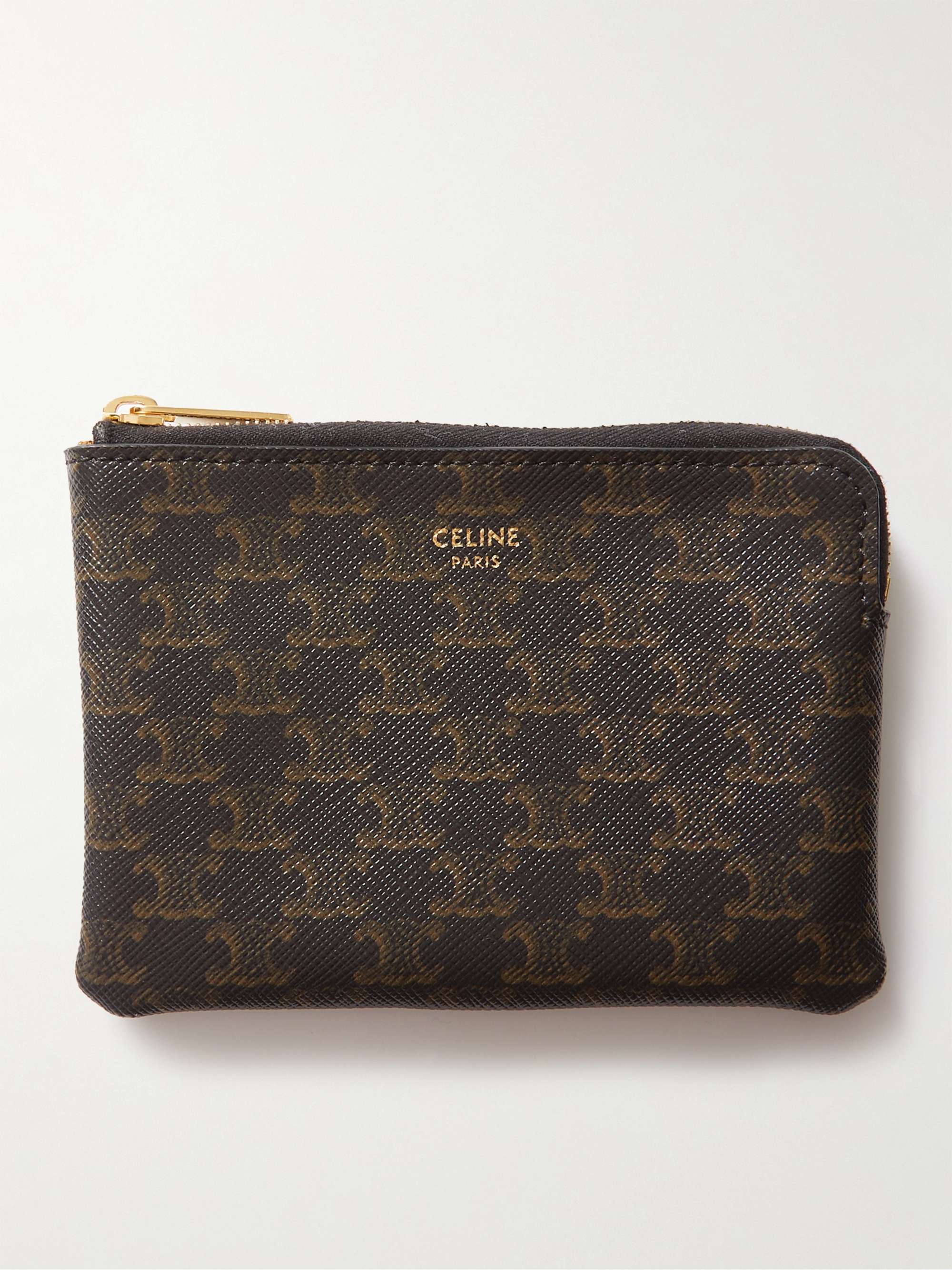 CELINE HOMME Triomphe Logo-Print Coated-Canvas Pouch