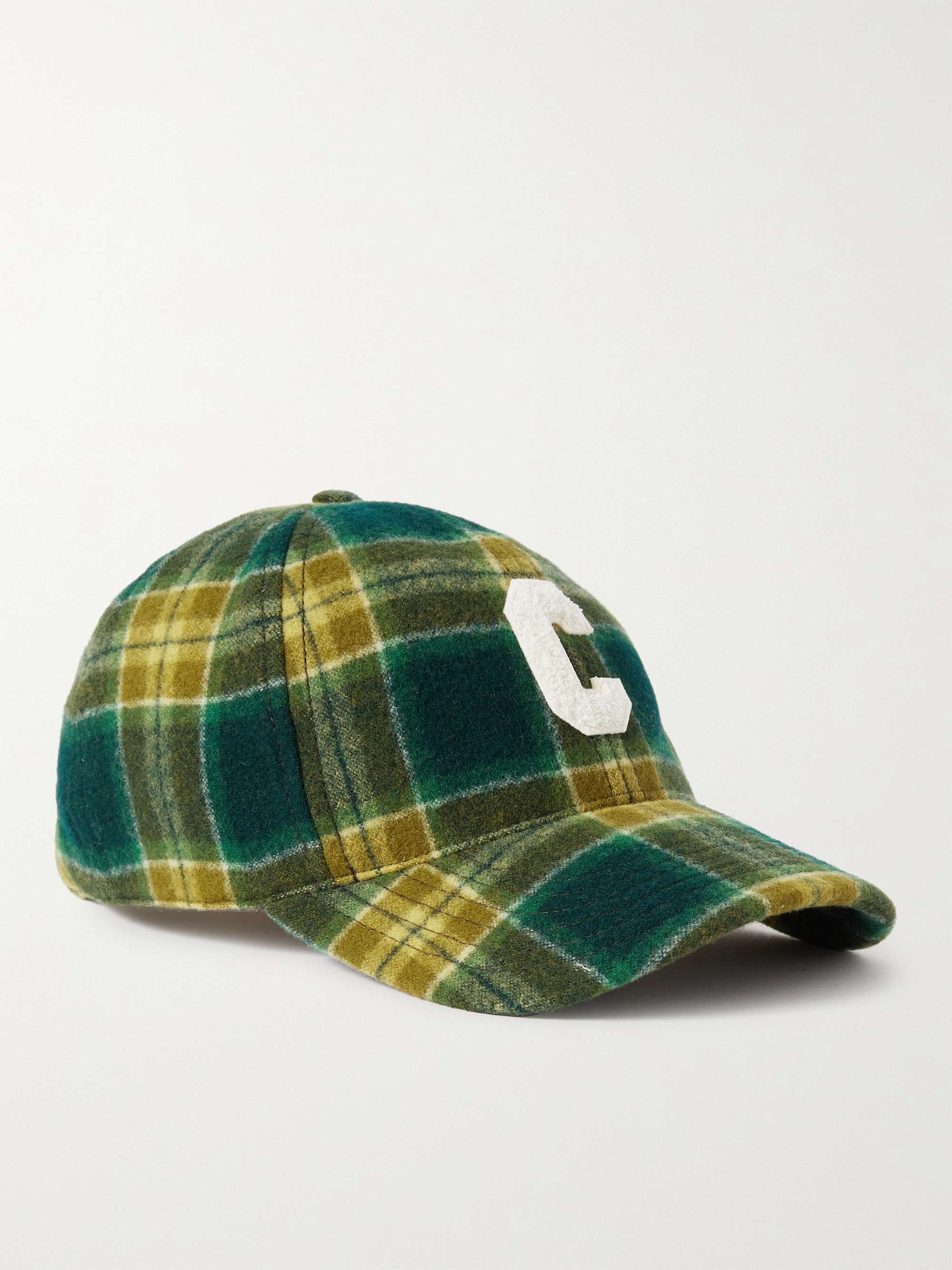 CELINE HOMME Logo-Appliquéd Checked Wool Baseball Cap