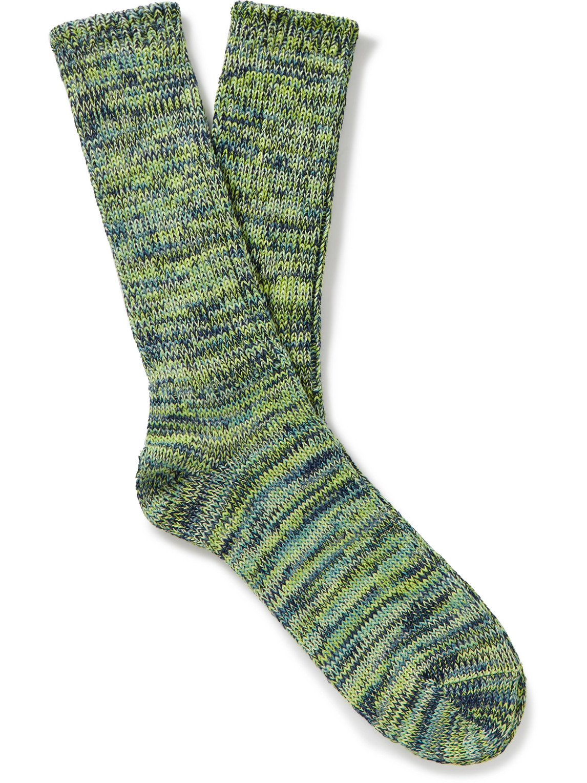 Anonymous Ism Stretch-cotton Socks In Green