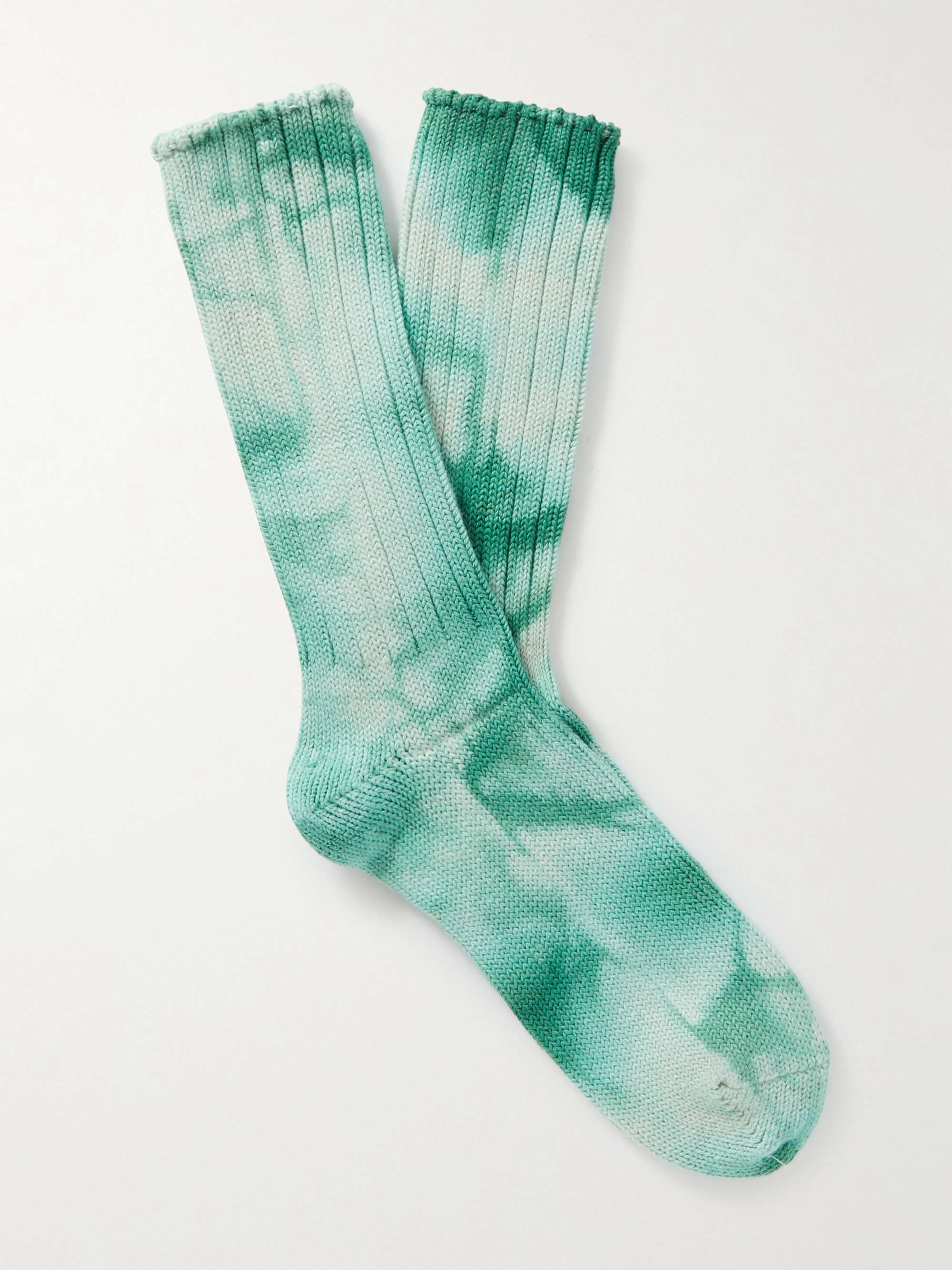 ANONYMOUS ISM Ribbed Tie-Dyed Cotton-Blend Socks