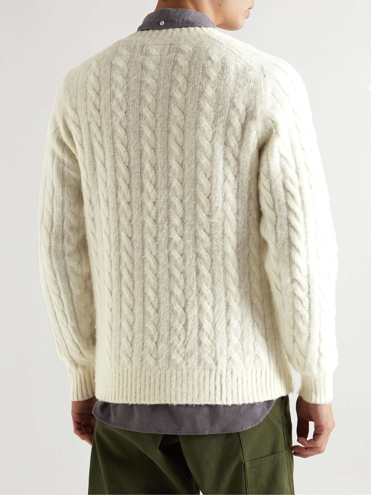 Off-white Cable-Knit Wool-Blend Sweater | BEAMS PLUS | MR PORTER