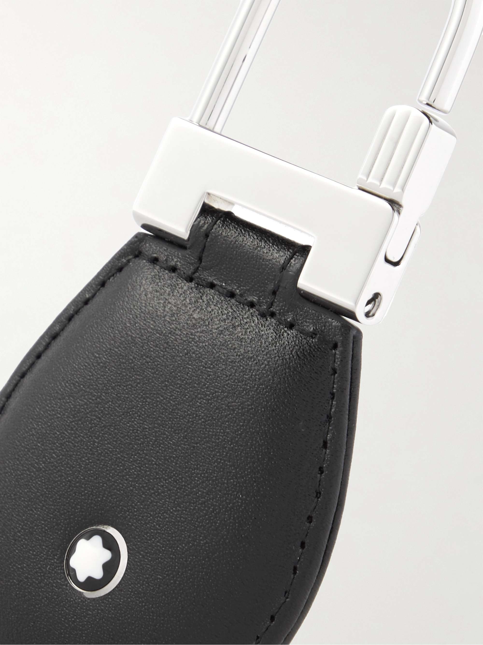 MONTBLANC Meisterstück Leather and Palladium-Plated Key Fob