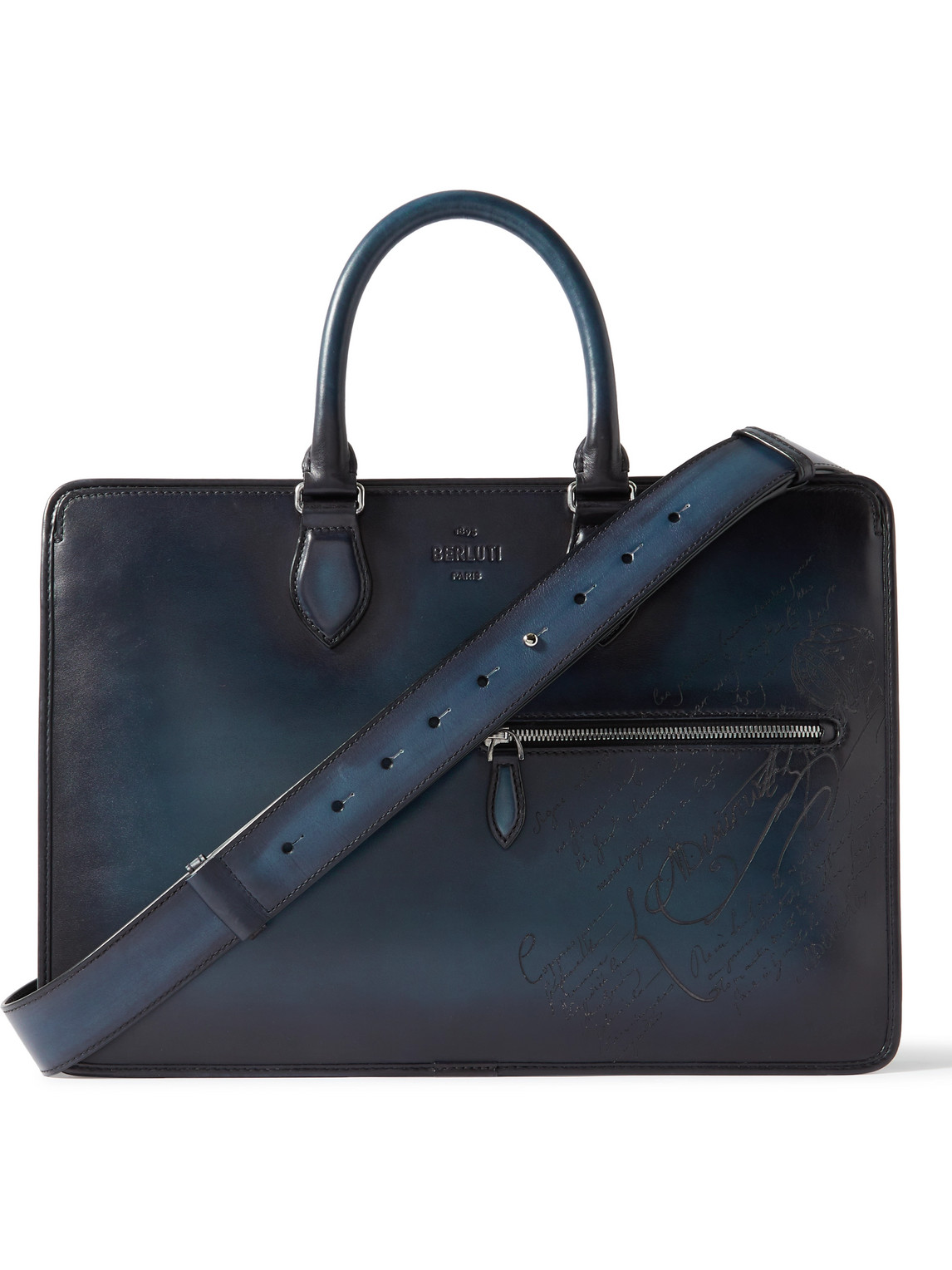Berluti Scritto Venezia Leather Briefcase In Blue