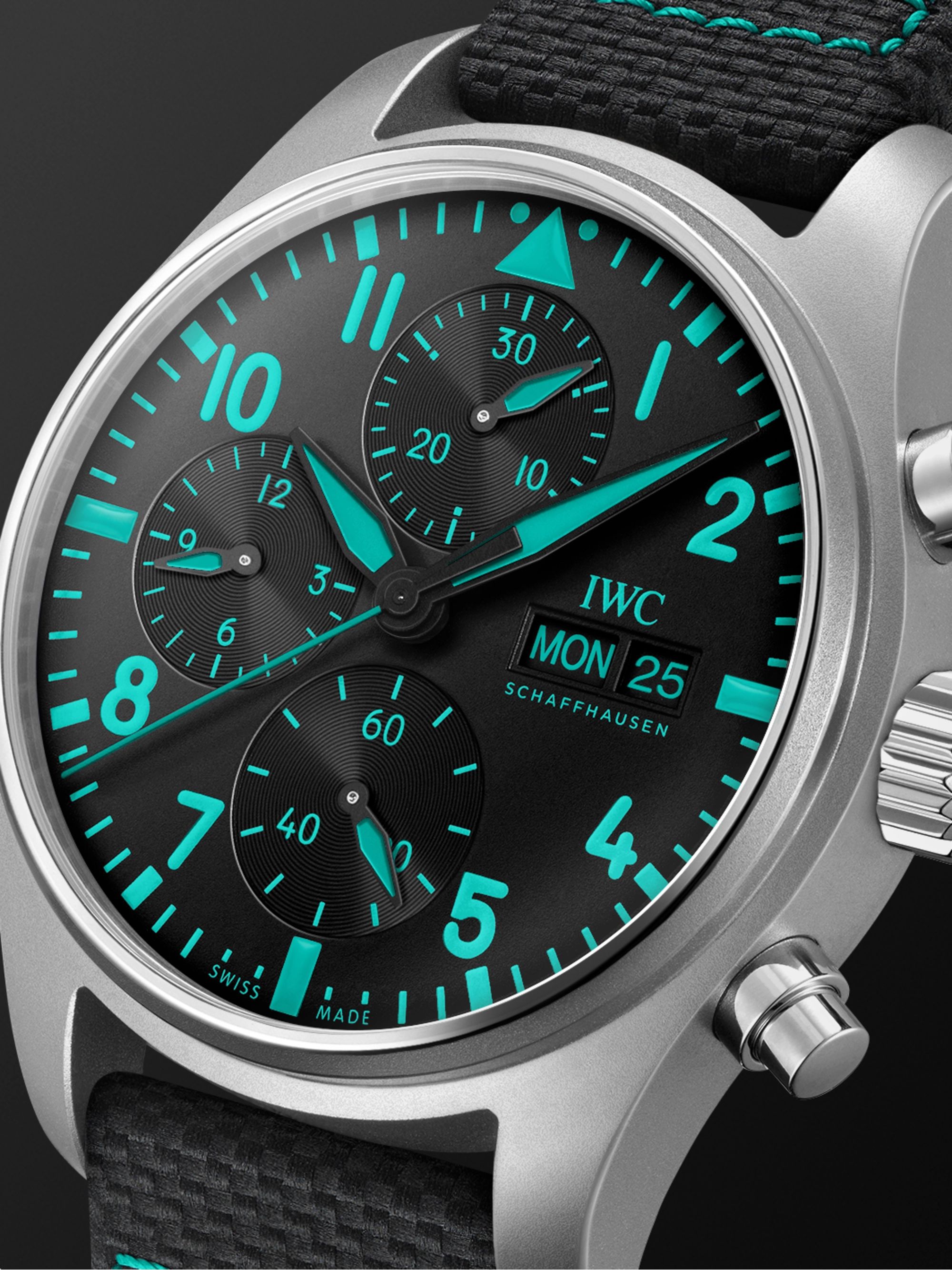 IWC SCHAFFHAUSEN Pilot's Watch Mercedes-AMG Petronas Formula One™ Team Edition Automatic Chronograph 41mm Titanium and Leather Watch, Ref. No. IWIW388108
