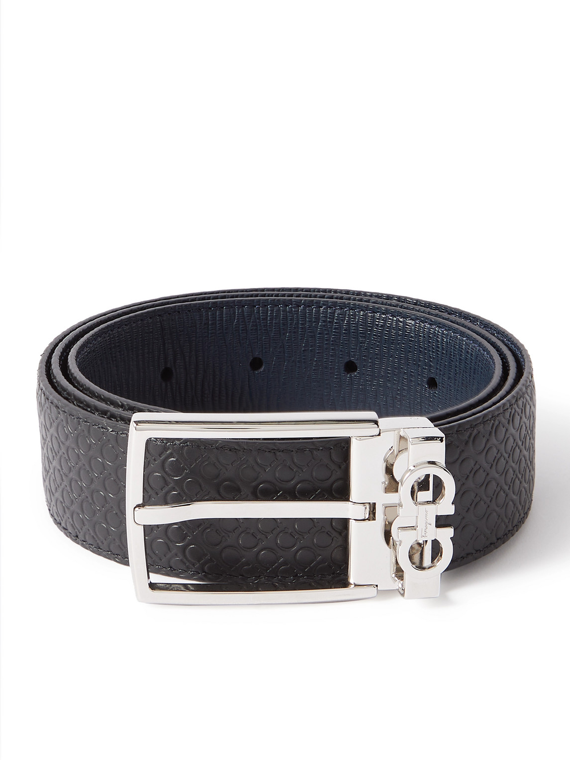 3.5cm Reversible Debossed Leather Belt