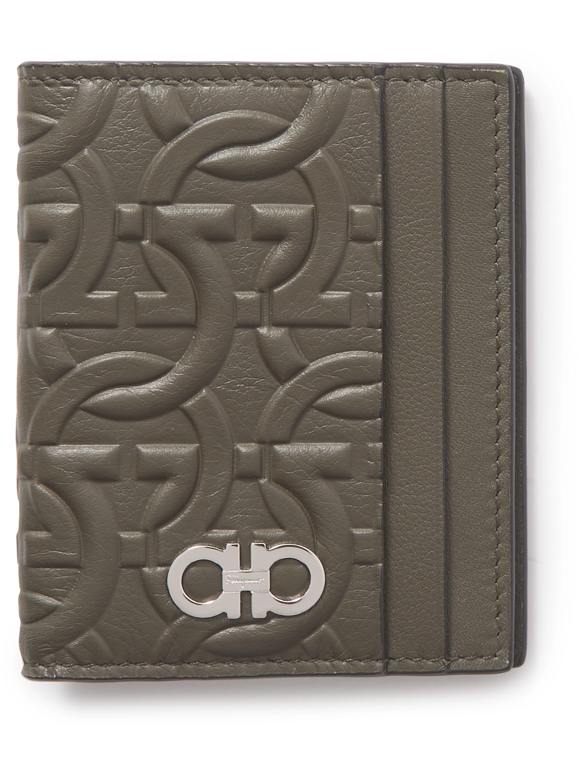 Logo-Appliquéd Embossed Full-Grain Leather Bifold Cardholder