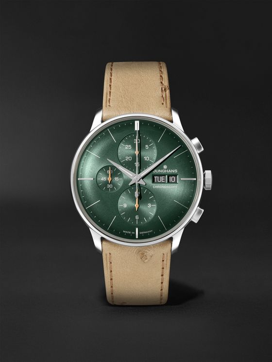 mrporter.com | Meister Chronoscope 40.7 mm Stainless Steel and Leather Watch, Ref. No 27/4222.03