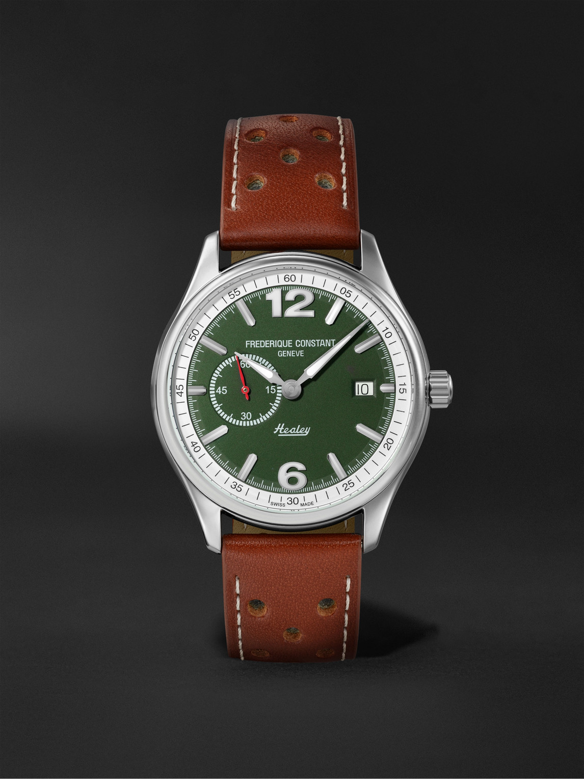 Frederique Constant Vintage Rally Healey Limited Edition Automatic 40mm Stainless Steel And Leather Watch, Ref No. Fc-34 In Green/brown