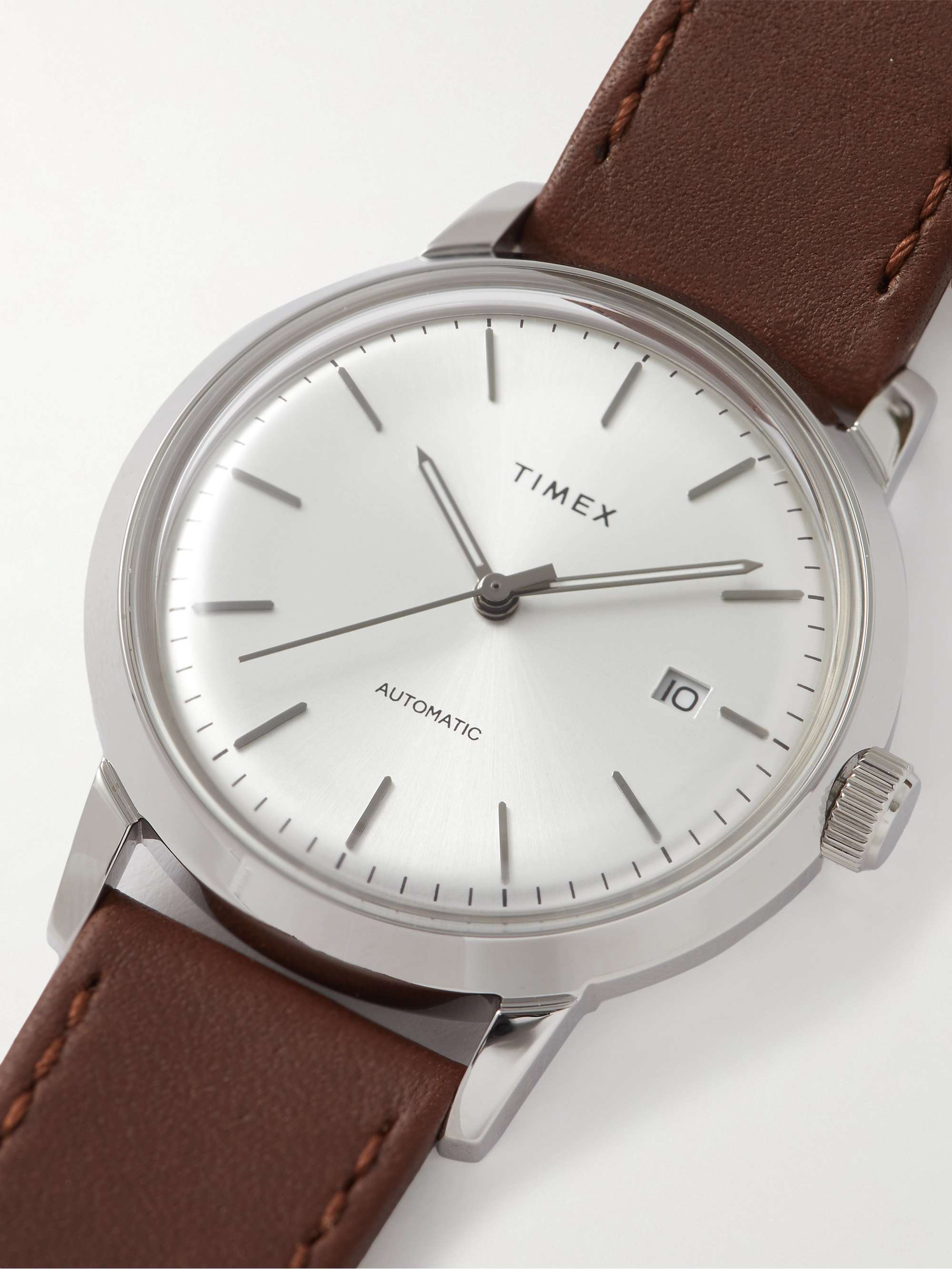TIMEX Marlin 40mm Automatic Stainless Steel and Leather Watch