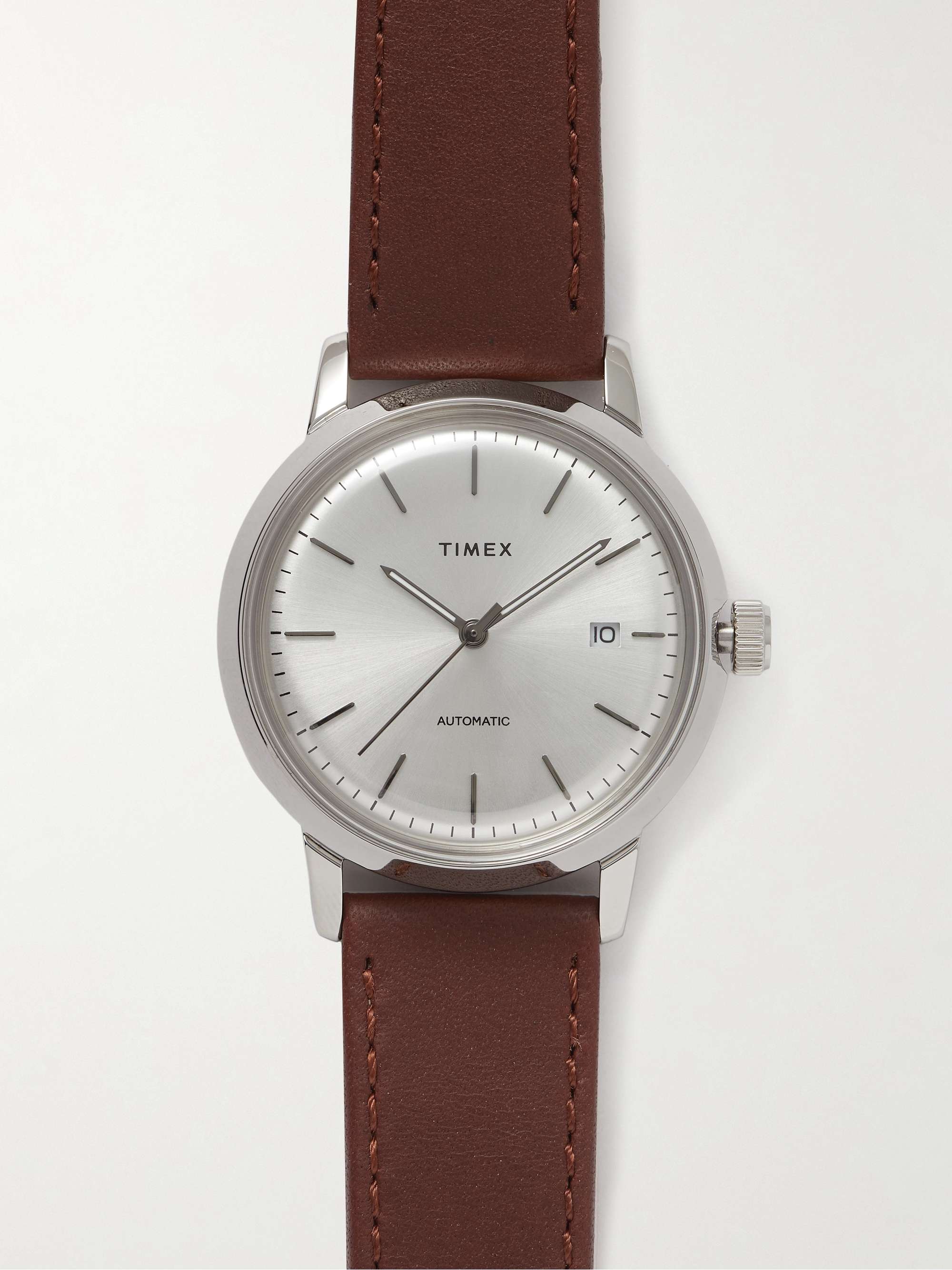 TIMEX Marlin 40mm Automatic Stainless Steel and Leather Watch