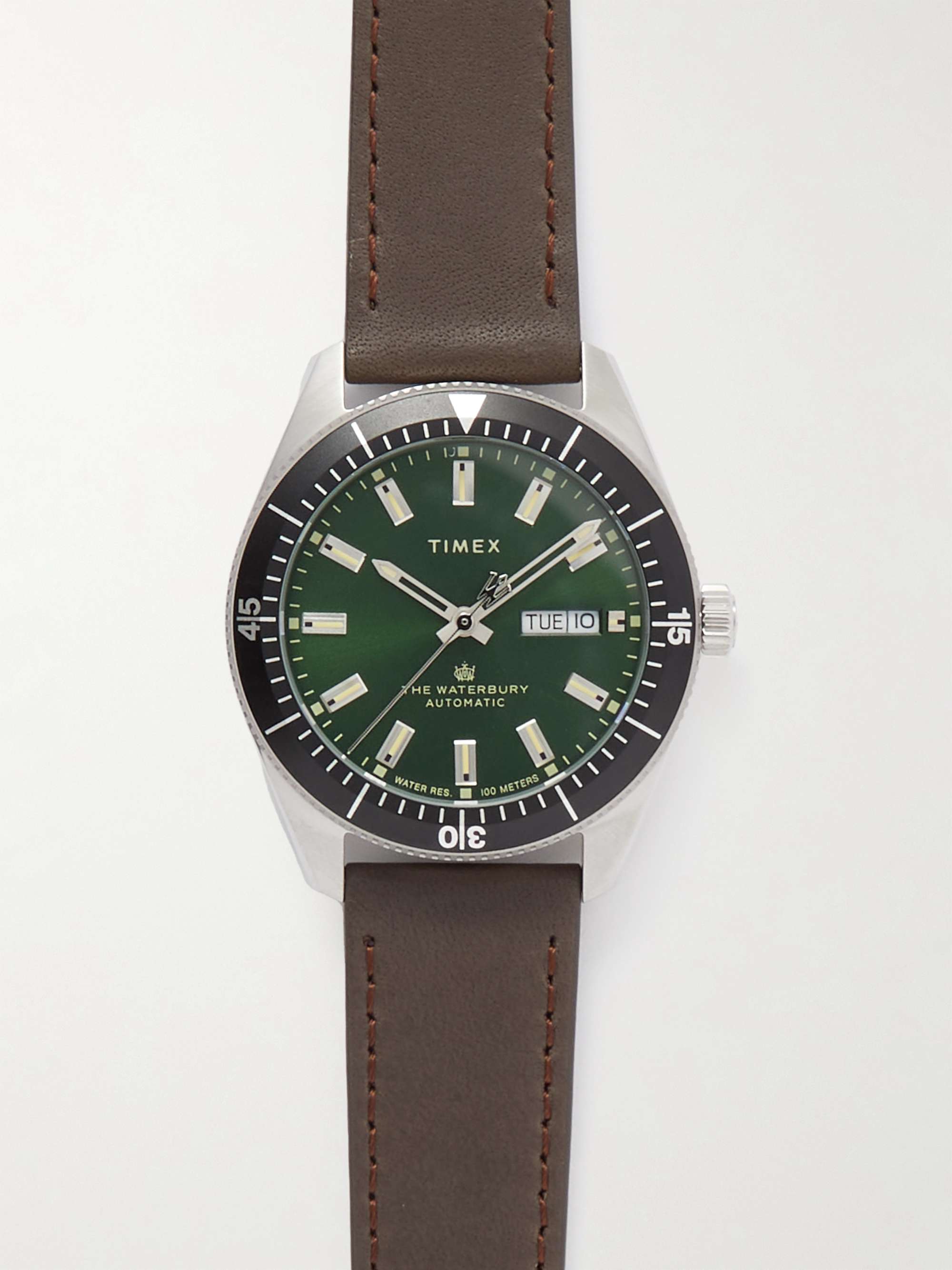 TIMEX Waterbury Dive Automatic 40mm Stainless Steel and Leather Watch