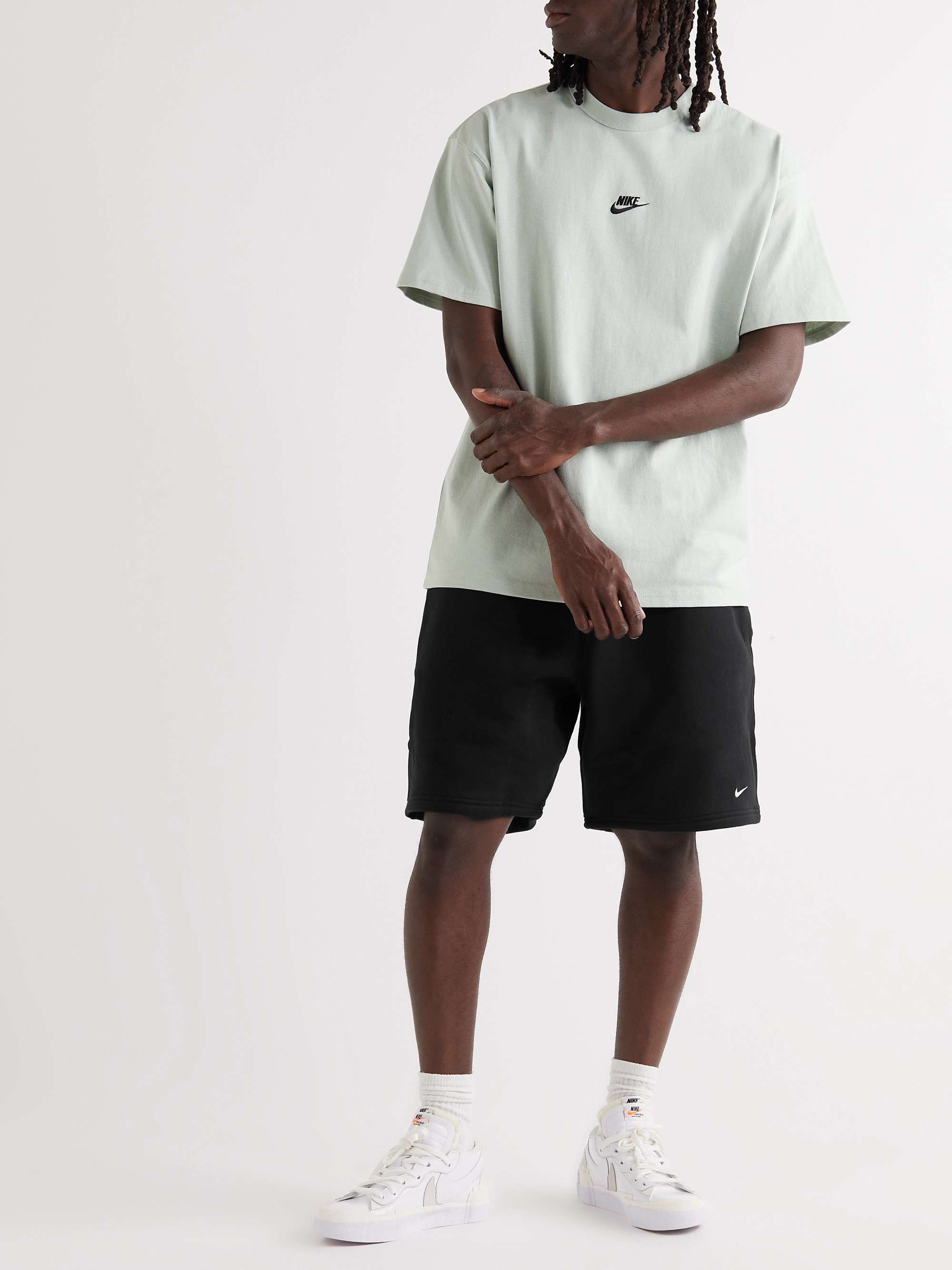 NIKE Solo Straight-Leg Logo-Embroidered Cotton-Blend Jersey Shorts