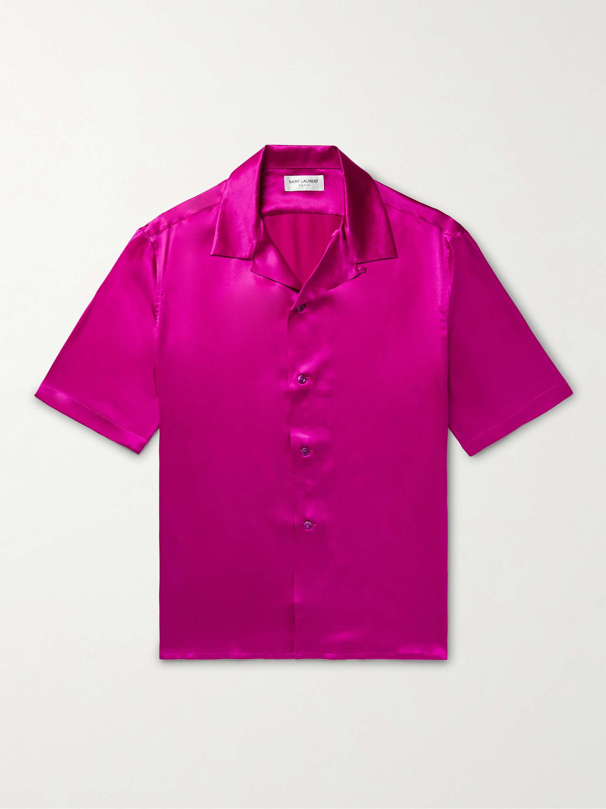 SAINT LAURENT Convertible-Collar Silk-Satin Shirt