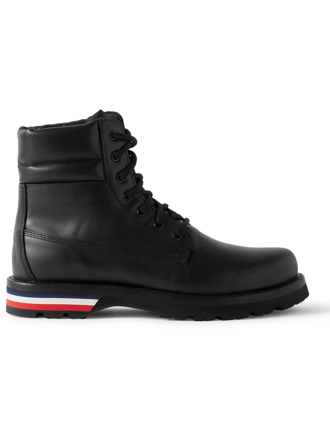 Moncler Vancouver Striped Leather Hiking Boots In Black