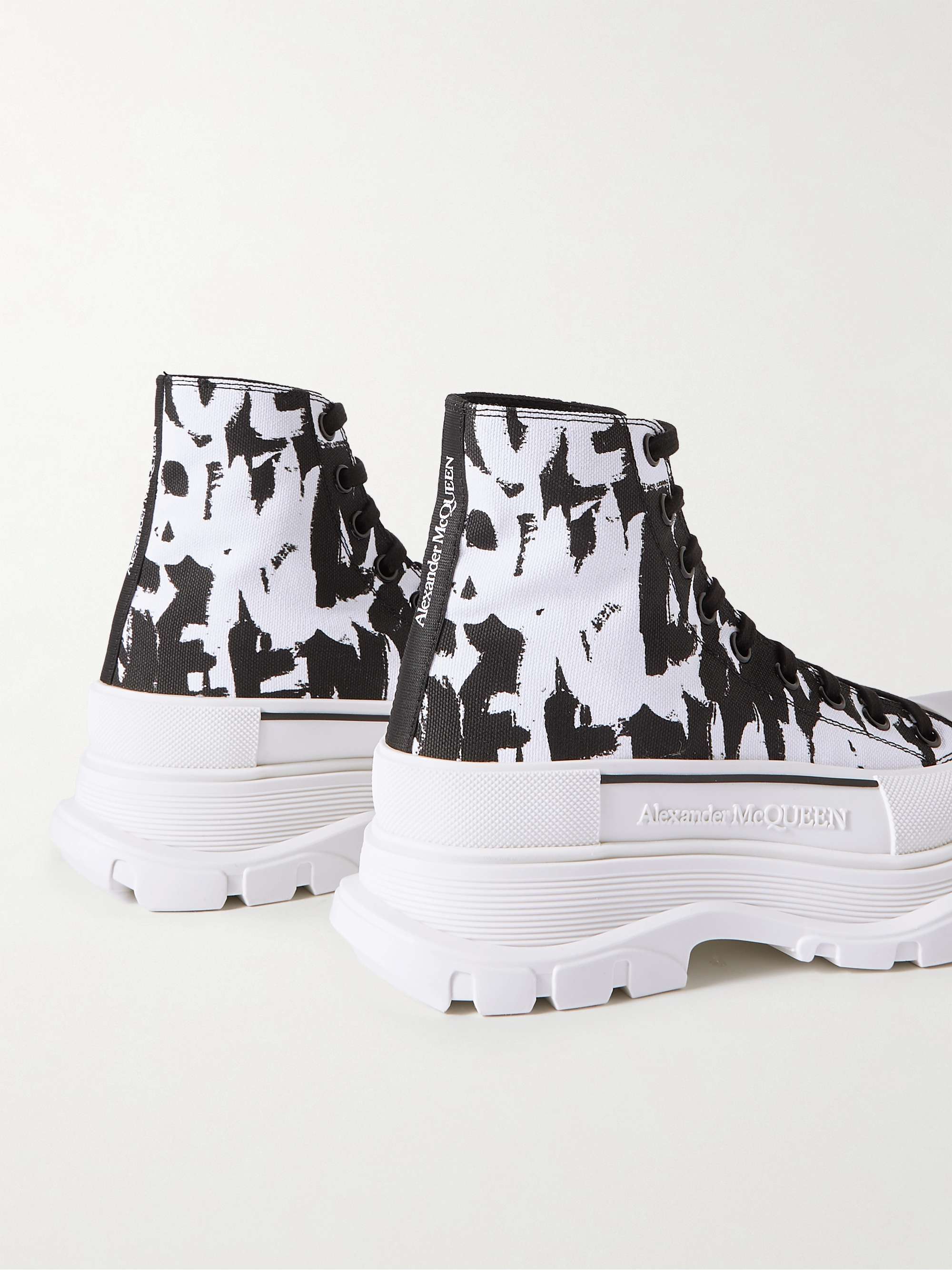 ALEXANDER MCQUEEN Exaggerated-Sole Printed Canvas Boots