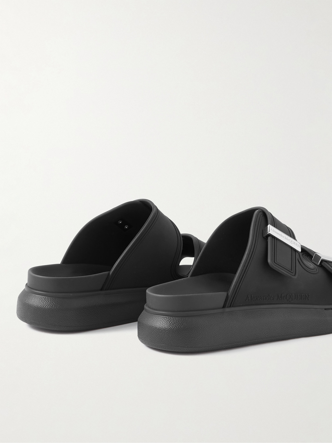 Shop Alexander Mcqueen Exagerrated-sole Rubber Slides In Black