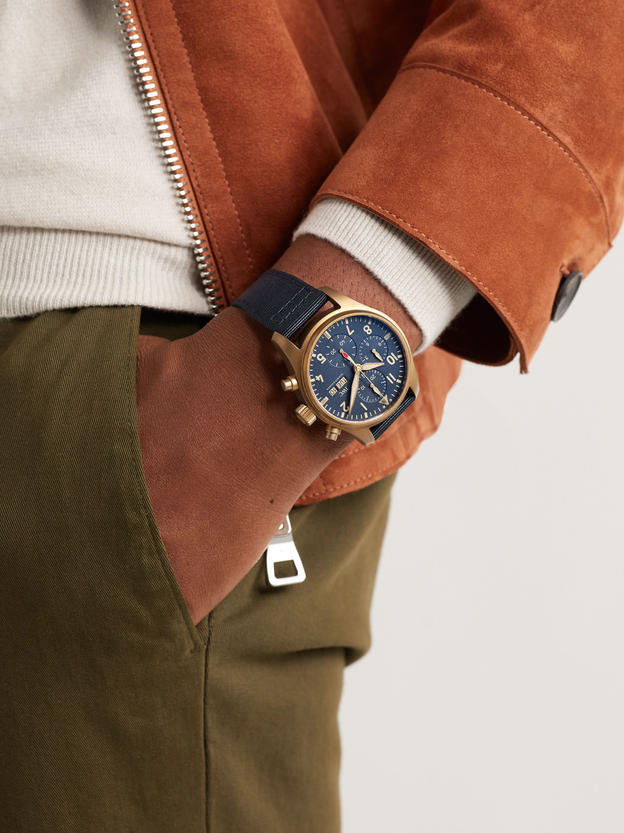 IWC SCHAFFHAUSEN Pilot's Automatic Chronograph 41mm Bronze and Textile Watch, Ref. No. IW388109