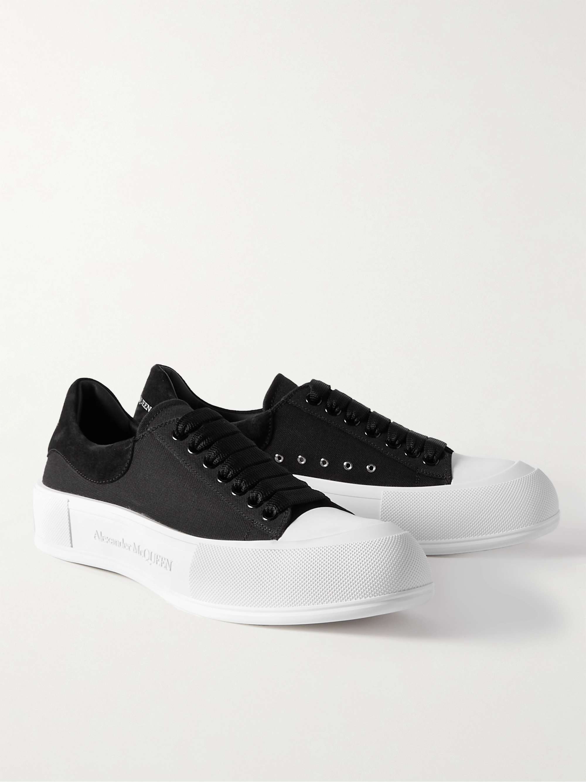 ALEXANDER MCQUEEN Exaggerated-Sole Suede-Trimmed Canvas Sneakers