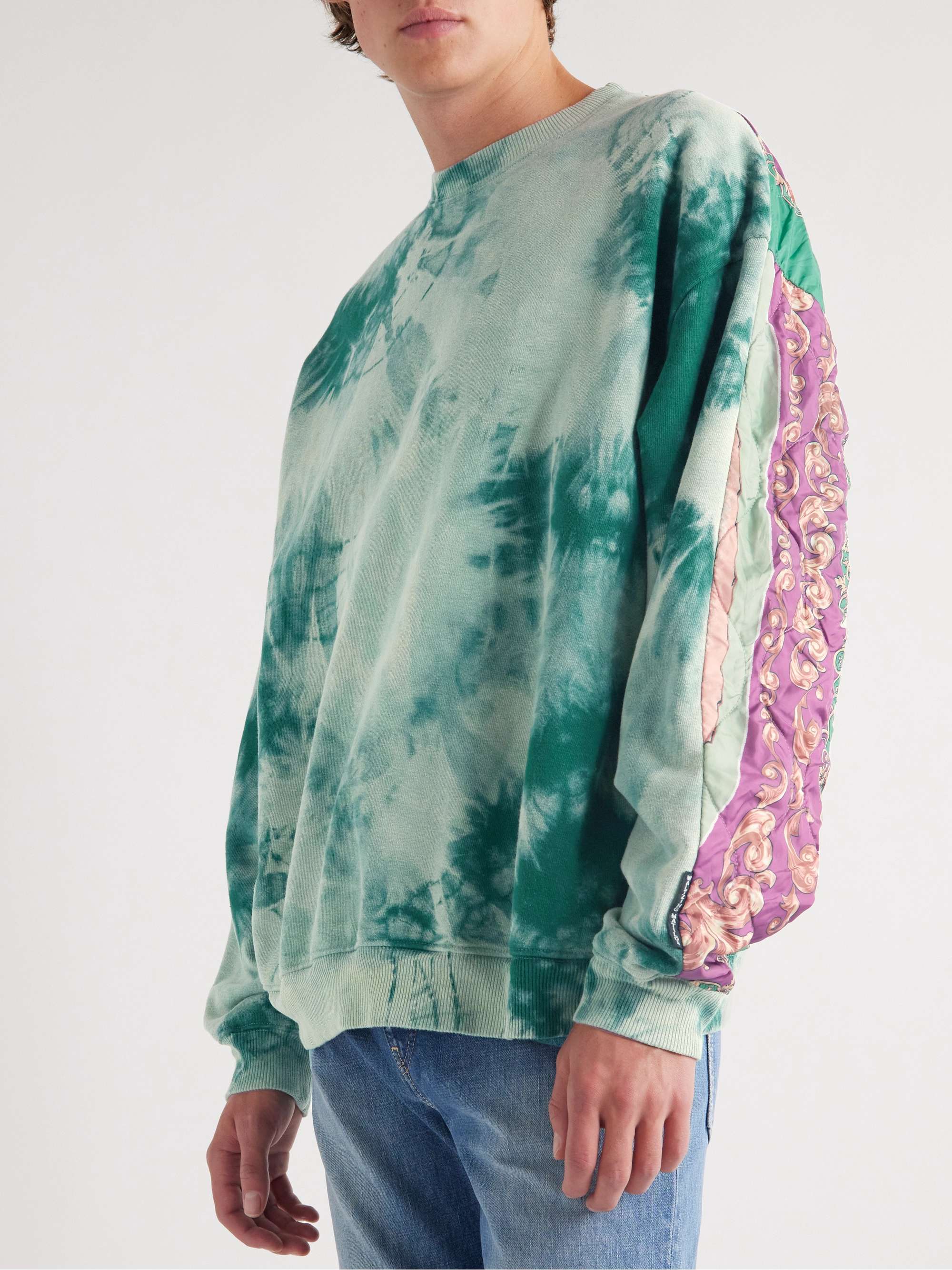 KAPITAL Tie-Dyed Cotton-Jersey and Printed Quilted Shell Sweatshirt