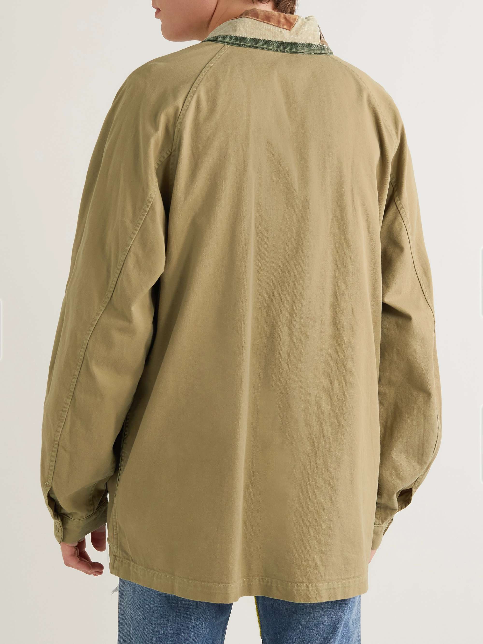 KAPITAL Tiger Juddbhan Corduroy-Trimmed Printed Cotton-Twill Shirt