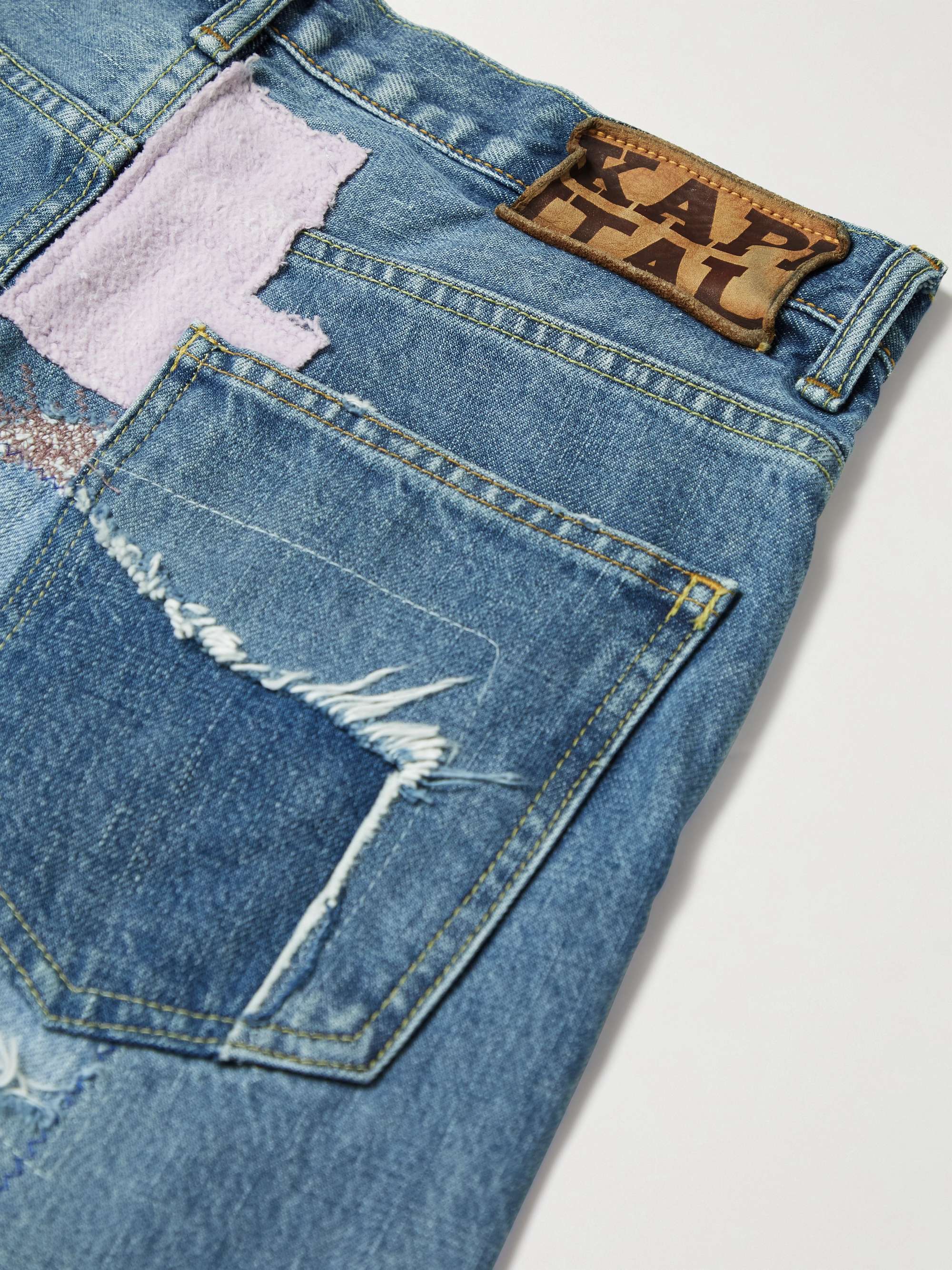 KAPITAL OKABILLY Straight-Leg Patchwork Embroidered Jeans