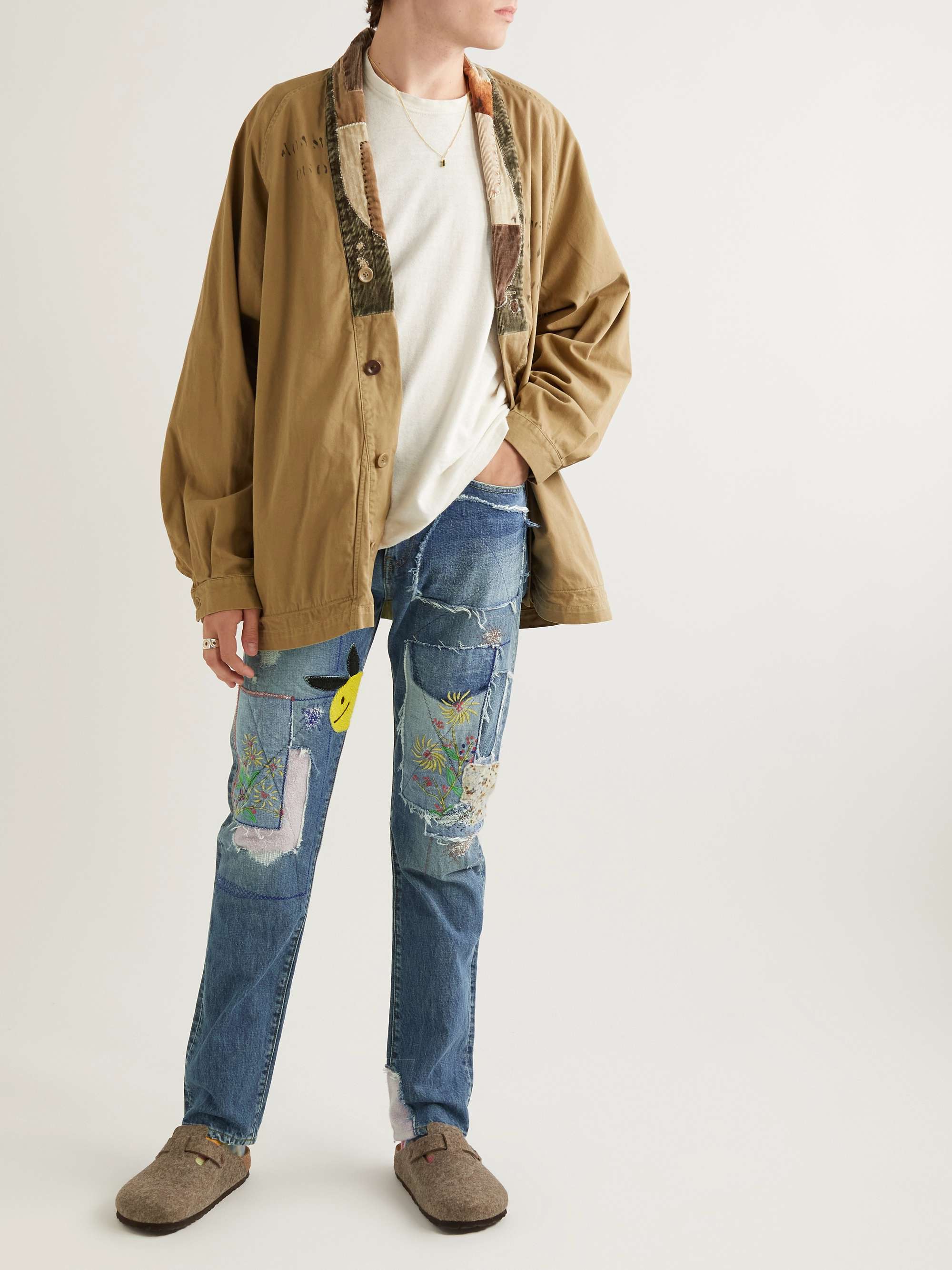 KAPITAL OKABILLY Straight-Leg Patchwork Embroidered Jeans