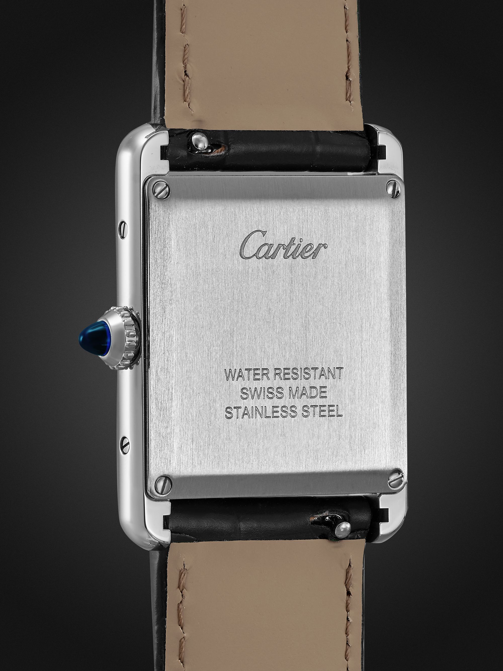 CARTIER Tank Must de Cartier 25.5mm Steel and Alligator Watch, Ref. No. CRWSTA0072