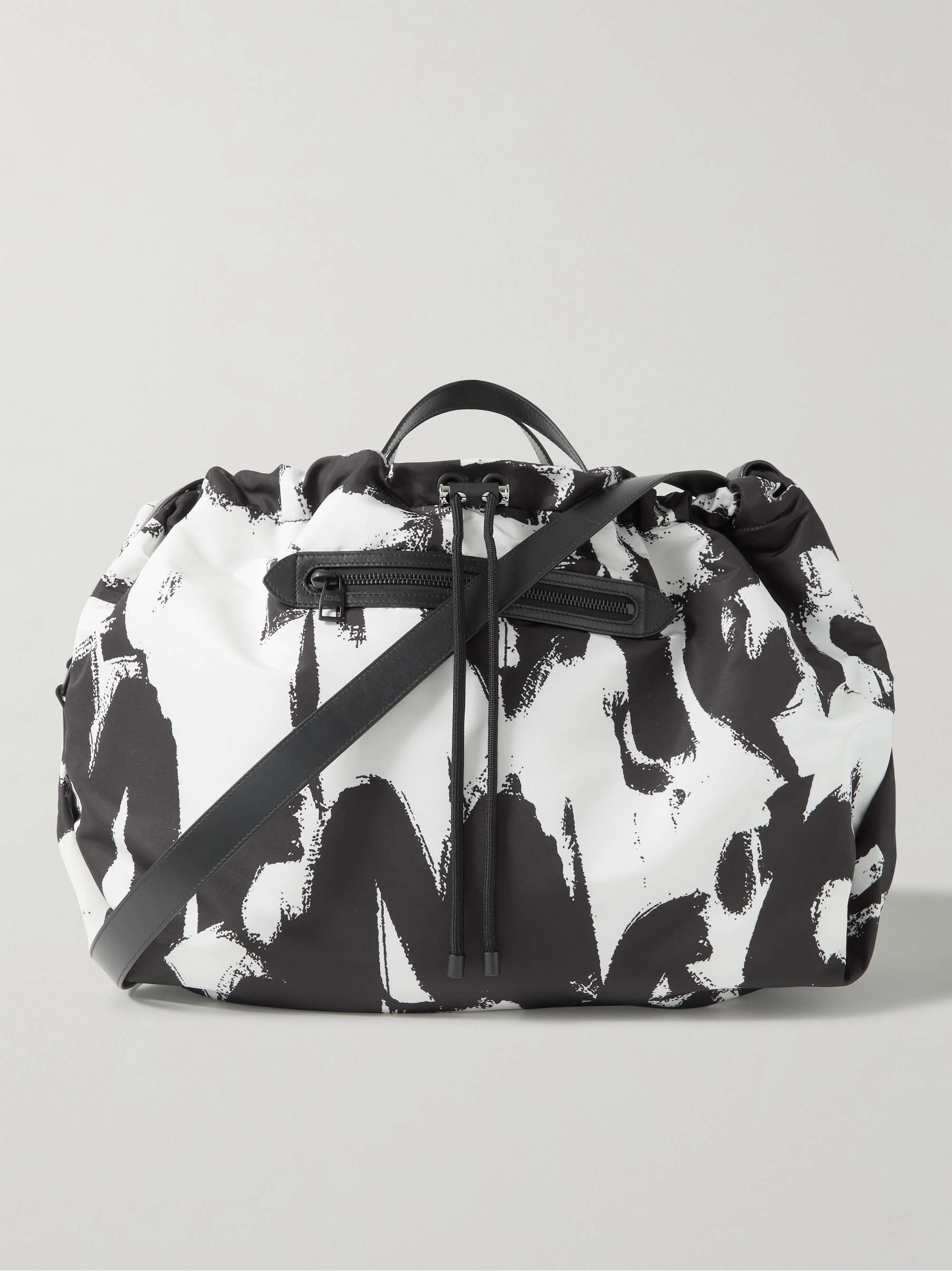 ALEXANDER MCQUEEN Leather-Trimmed Logo-Print Satin Tote Bag