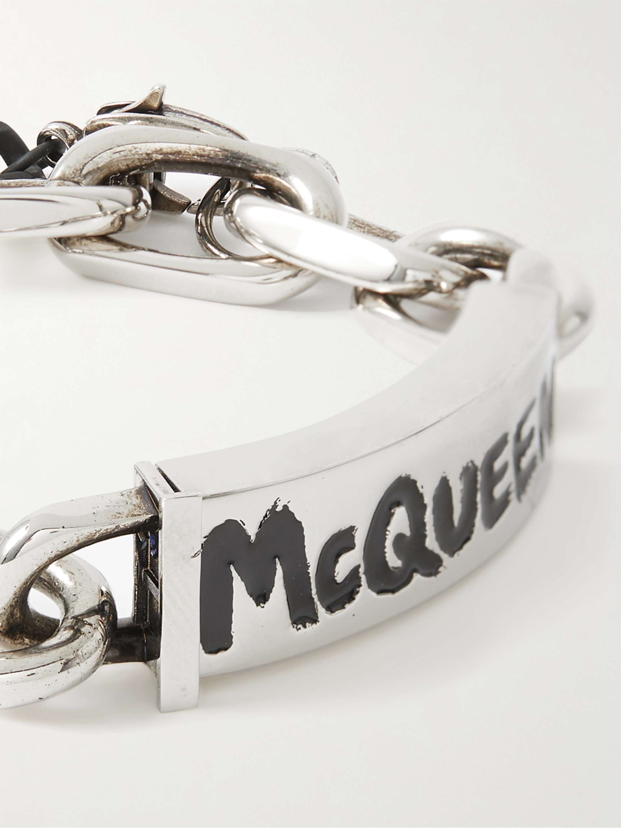 ALEXANDER MCQUEEN Graffiti Logo-Detailed Silver-Tone and Enamel Bracelet