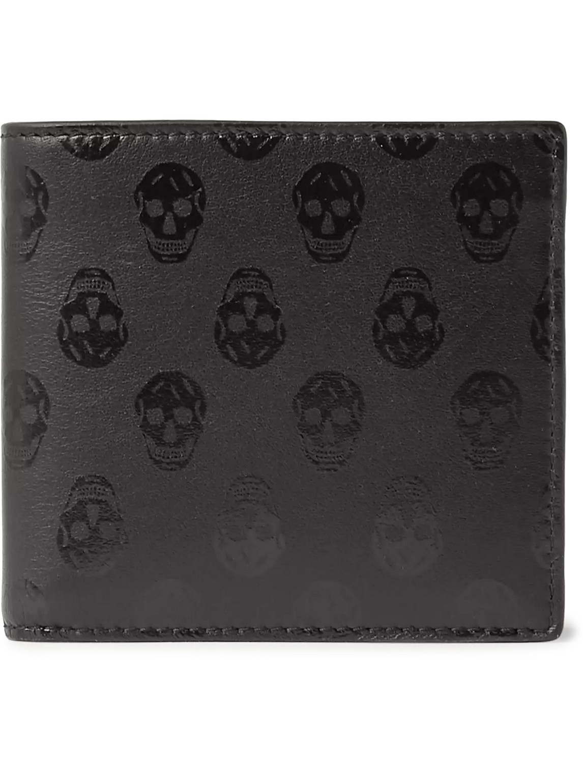 Alexander Mcqueen Printed Leather Billfold Wallet In Black